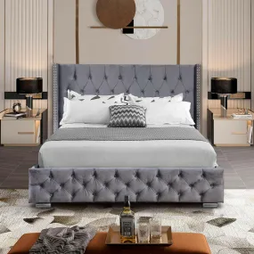 Blisswood Velvet Quilted Cross Design Ottoman Storage Bed With Mattress Included