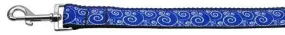 Blue and White Swirly Nylon Ribbon Dog Collars 1 wide 6ft Leash