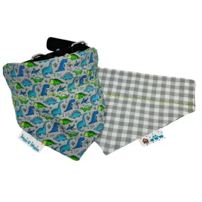 Blue Dinosaur Reversible Dog Bandana