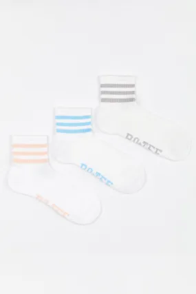 Branded Quarter Crew Sock Multipack in Multi