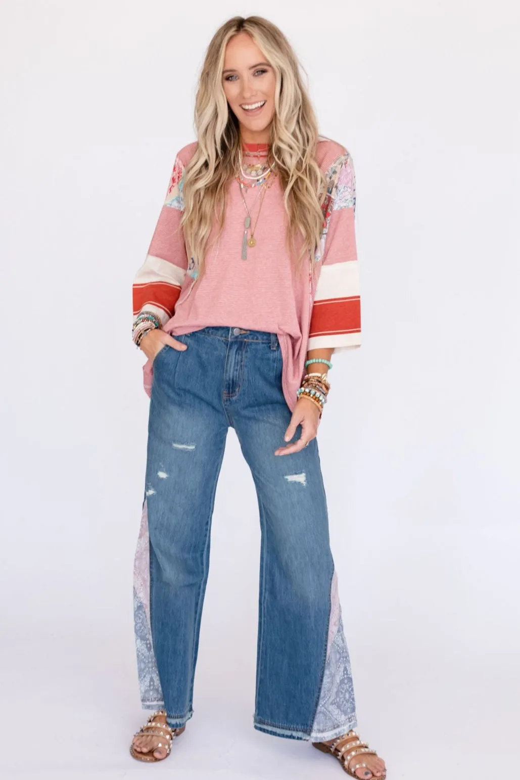Britt Patchwork Top - Red