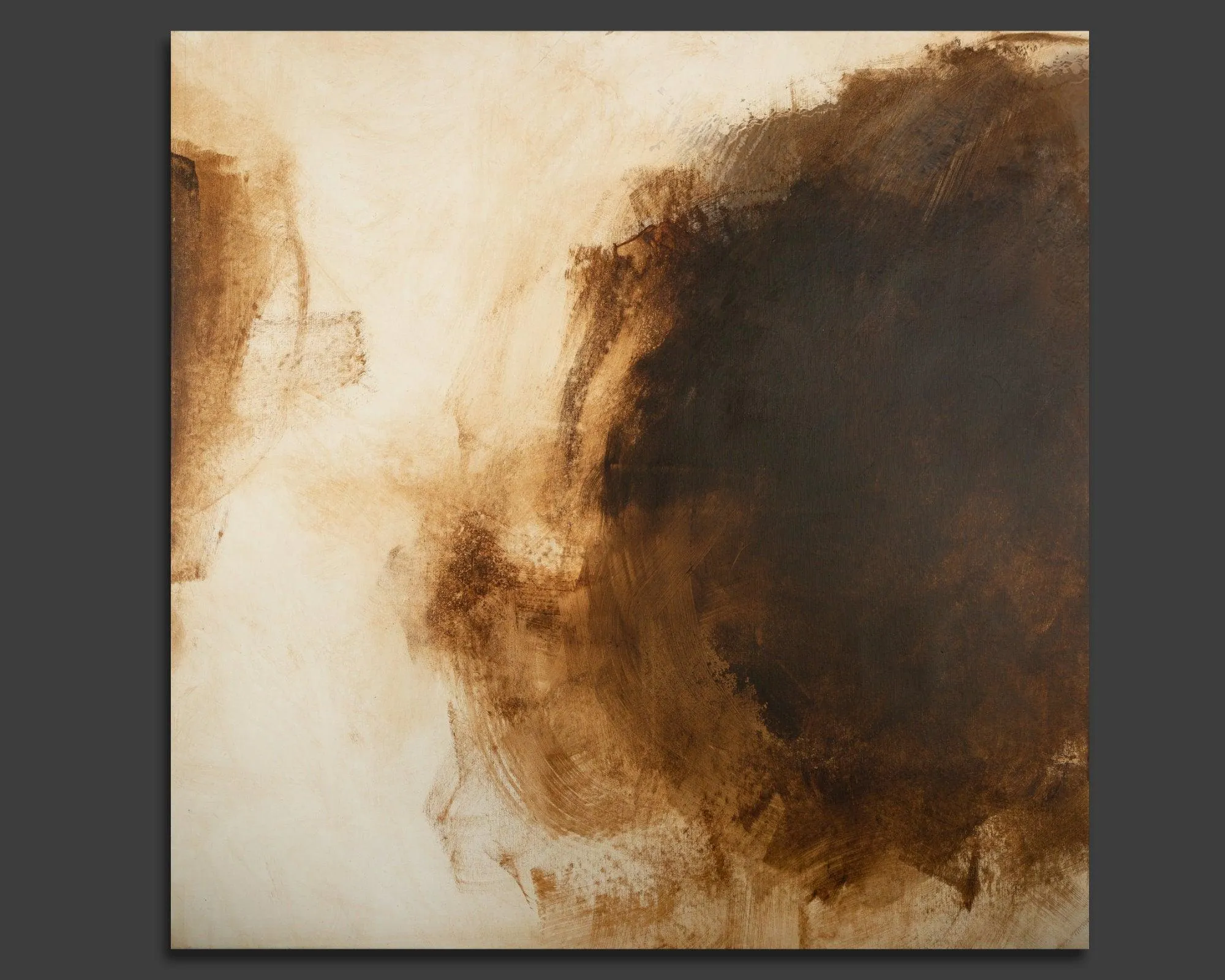 Brown original abstract painting minimalist extra large wall art - Living room decor