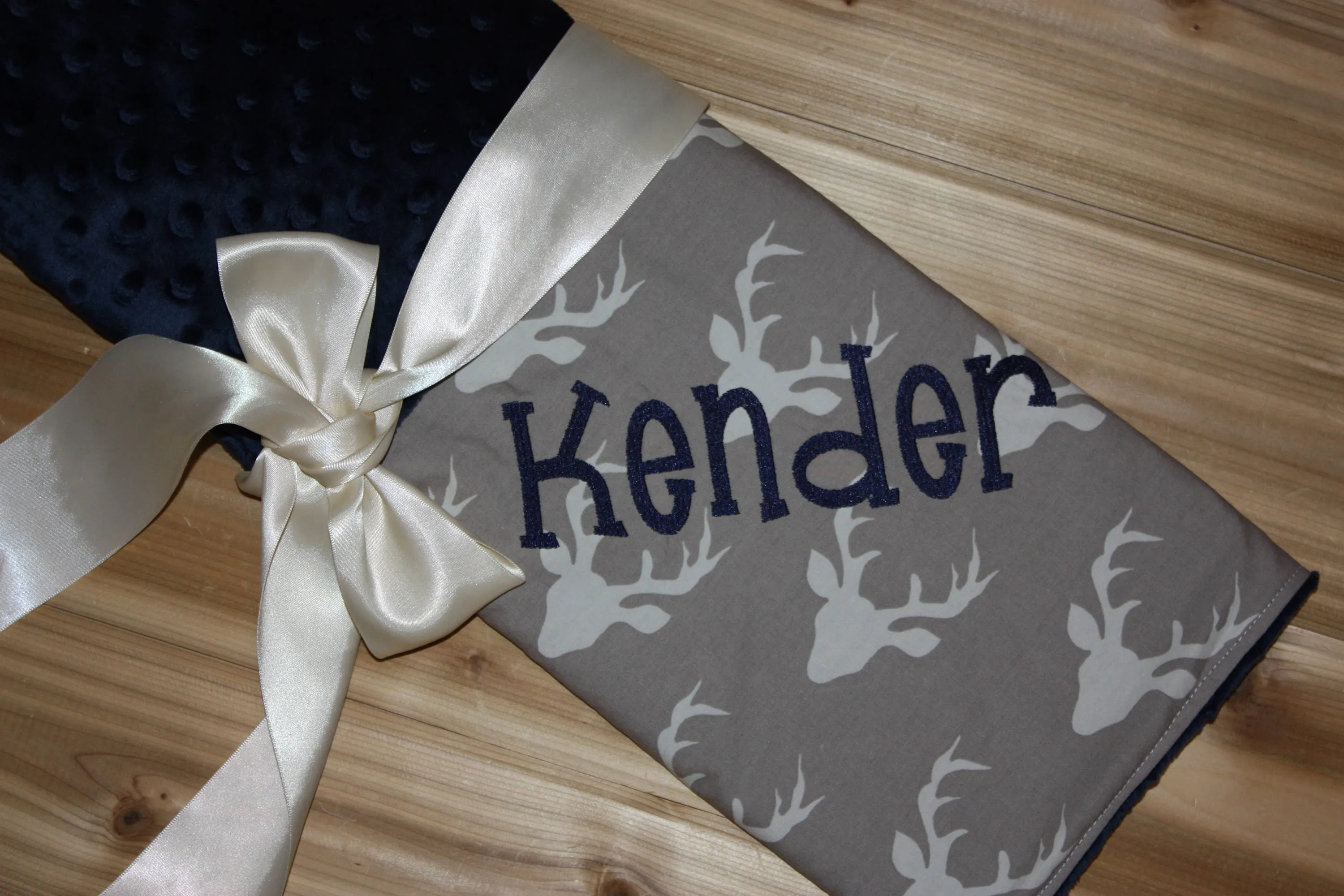 Buck / Deer- Personalized Baby Minky Blanket and Bib & Burp Cloth