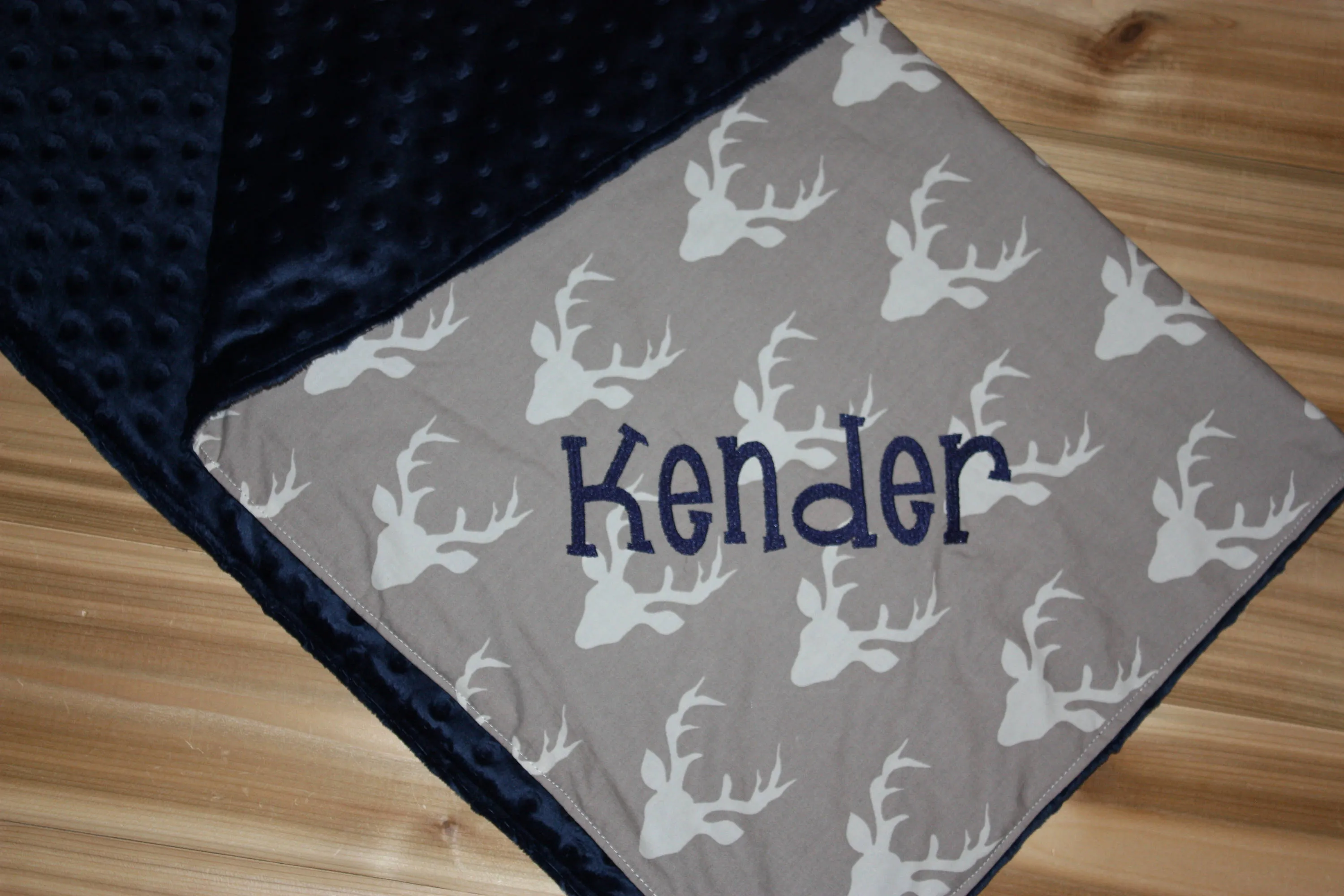 Buck / Deer- Personalized Baby Minky Blanket and Bib & Burp Cloth