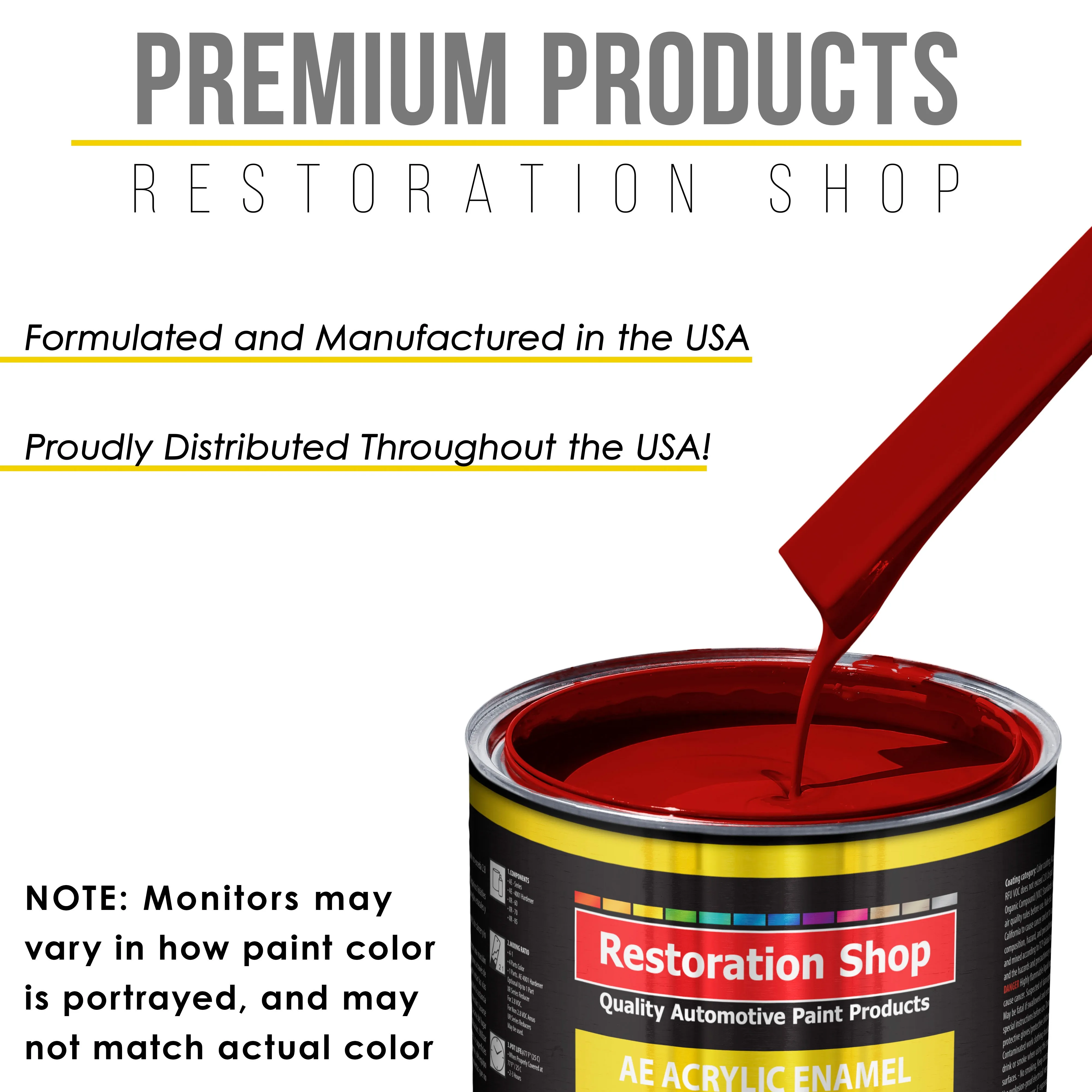 Candy Apple Red Acrylic Enamel Auto Paint - Complete Gallon Paint Kit - Professional Single Stage Automotive Car Truck Coating, 8:1 Mix Ratio 2.8 VOC