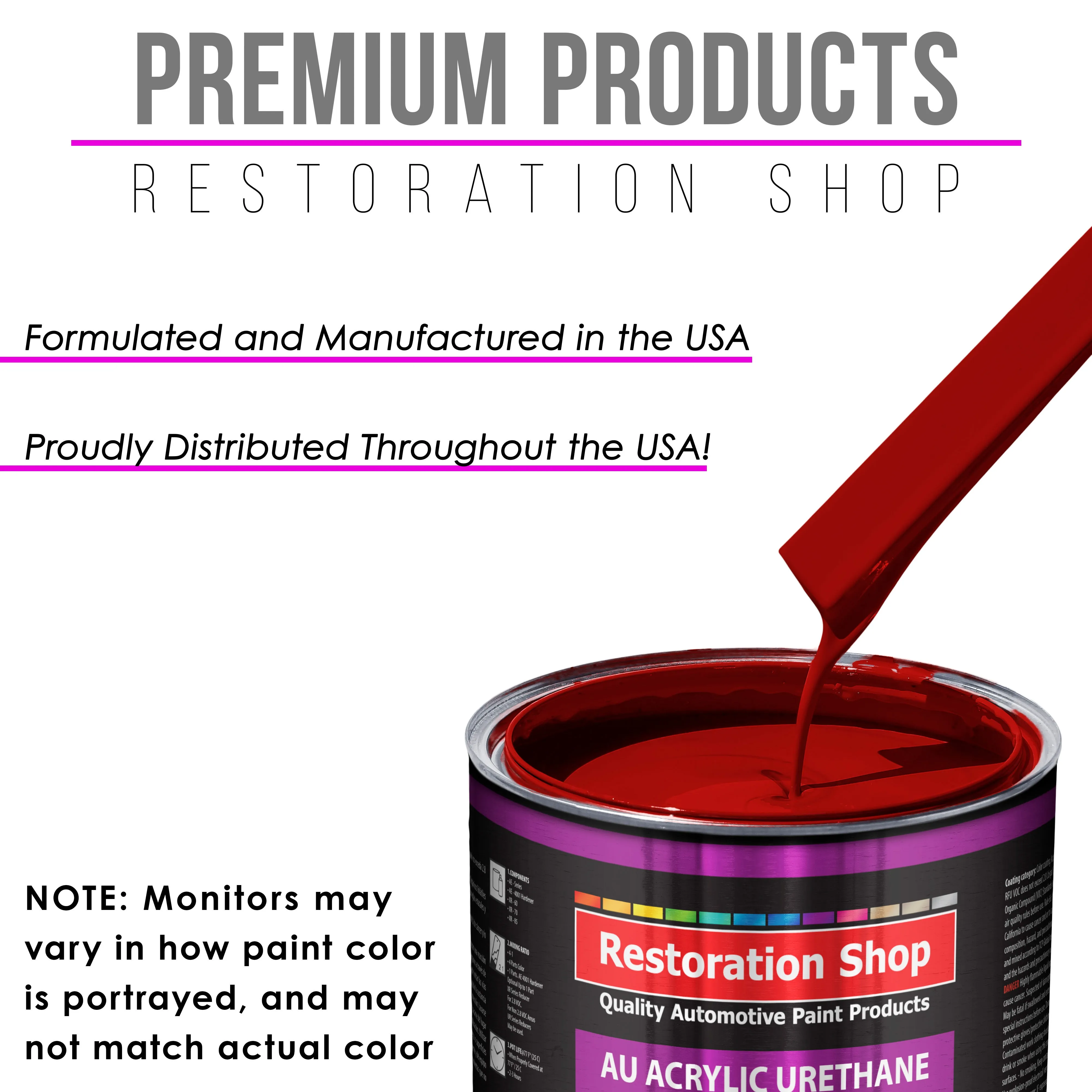 Candy Apple Red Acrylic Urethane Auto Paint - Complete Quart Paint Kit - Professional Single Stage Automotive Car Truck Coating, 4:1 Mix Ratio 2.8 VOC