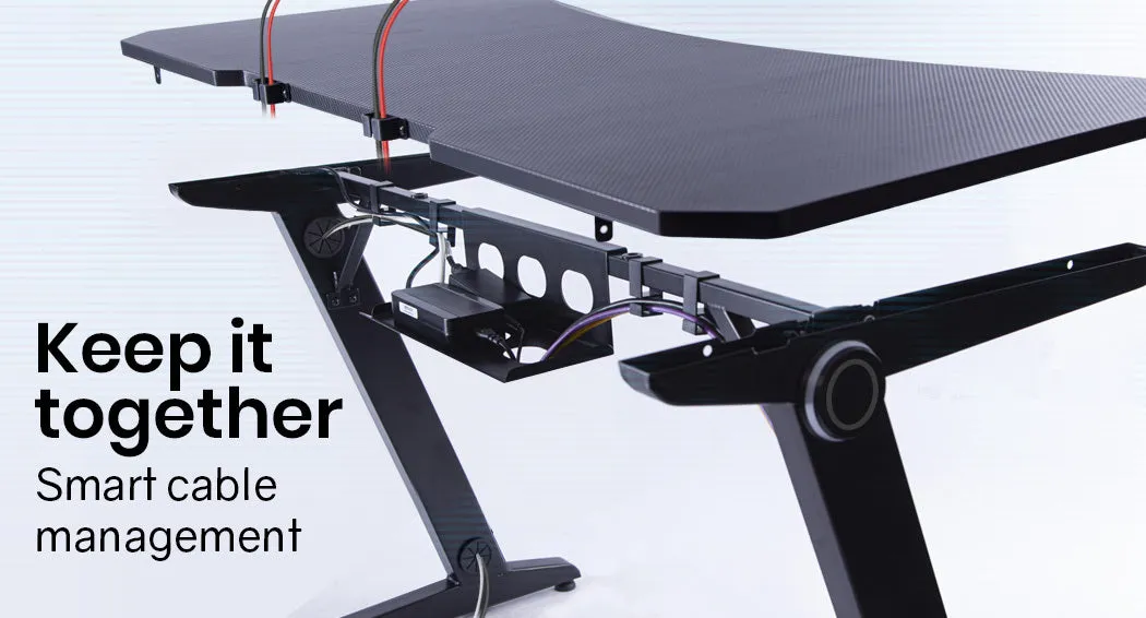 Carbon Fiber Gaming Desk, Z-Frame, Ergonomic - OVERDRIVE