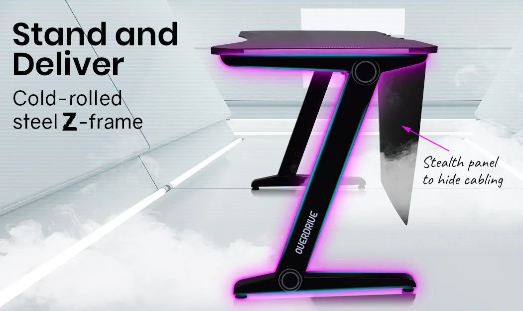 Carbon Fiber Gaming Desk, Z-Frame, Ergonomic - OVERDRIVE
