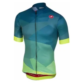 Castelli Flusso FZ Short Sleeve Jersey - Blue-Fluo
