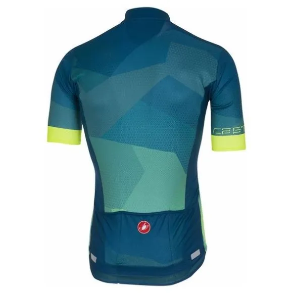 Castelli Flusso FZ Short Sleeve Jersey - Blue-Fluo
