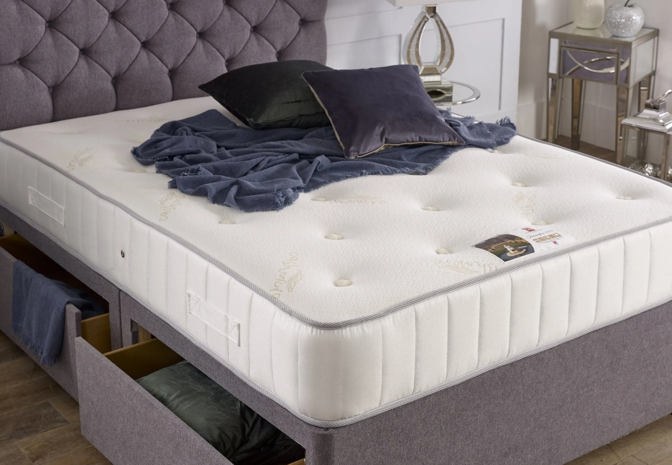 Chessington Divan Bed Set with Tall Button Headboard