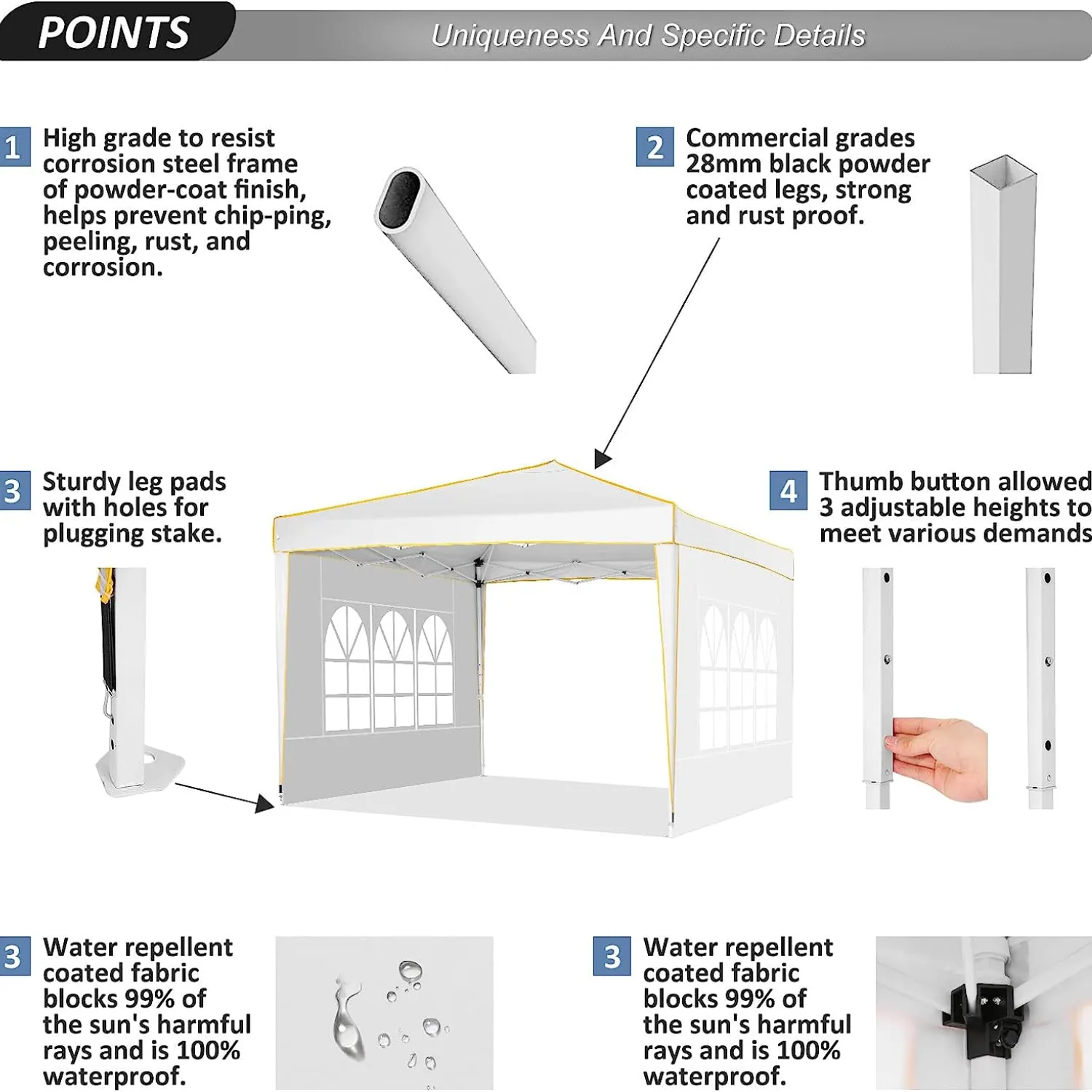COBIZI 10x10 Pop Up Outdoor Waterproof Commercial Canopy