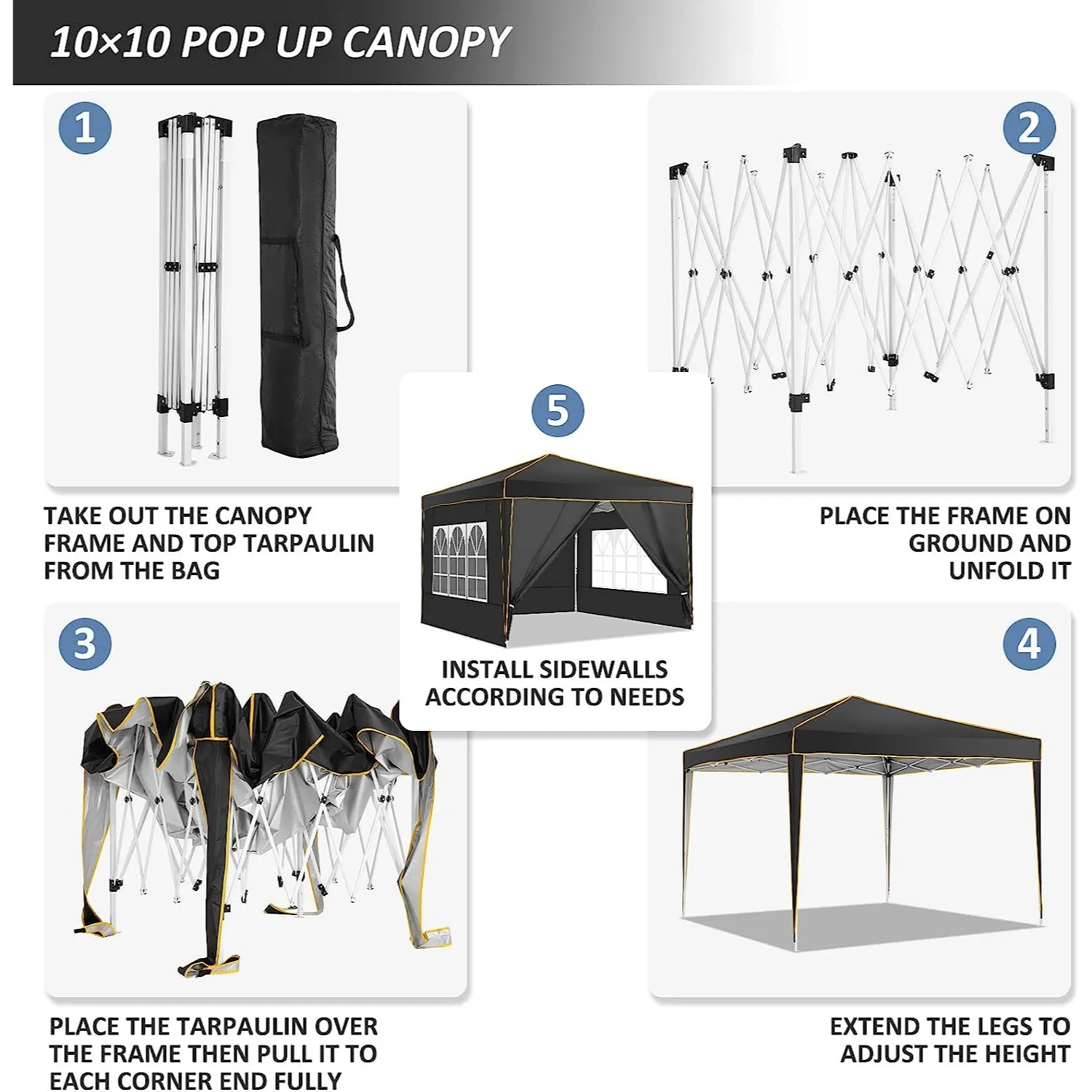 COBIZI 10x10 Pop Up Outdoor Waterproof Commercial Canopy