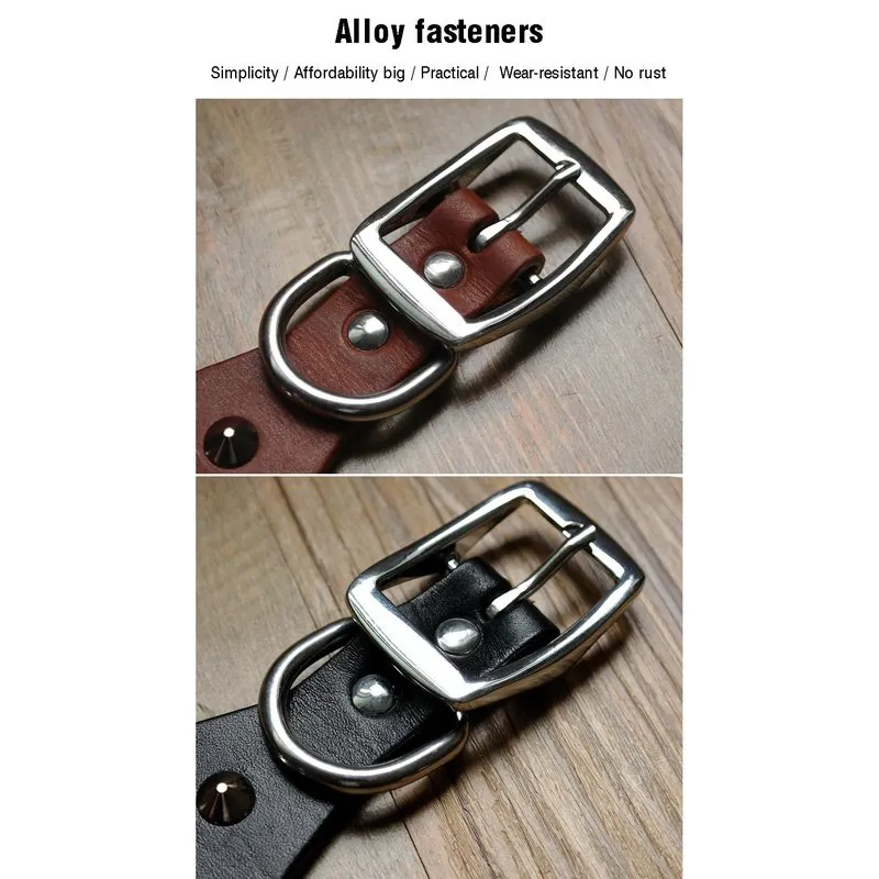 Cool Rivets Studded Collar Genuine Leather XS - L
