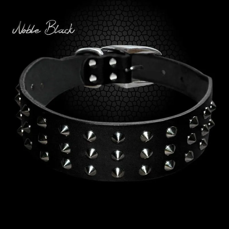 Cool Rivets Studded Collar Genuine Leather XS - L