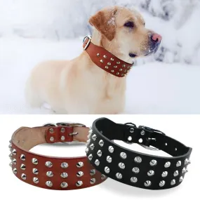 Cool Rivets Studded Collar Genuine Leather XS - L