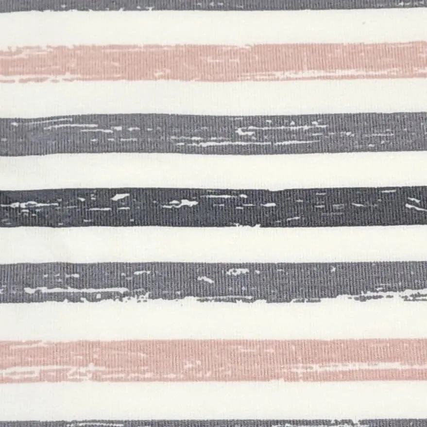Cotton Jersey Knit Fabric. Pink and Gray Stripe European Quality Knit Fabric. Quality Soft Fabric, 4-way Stretch. Sold by the 1/2 yard