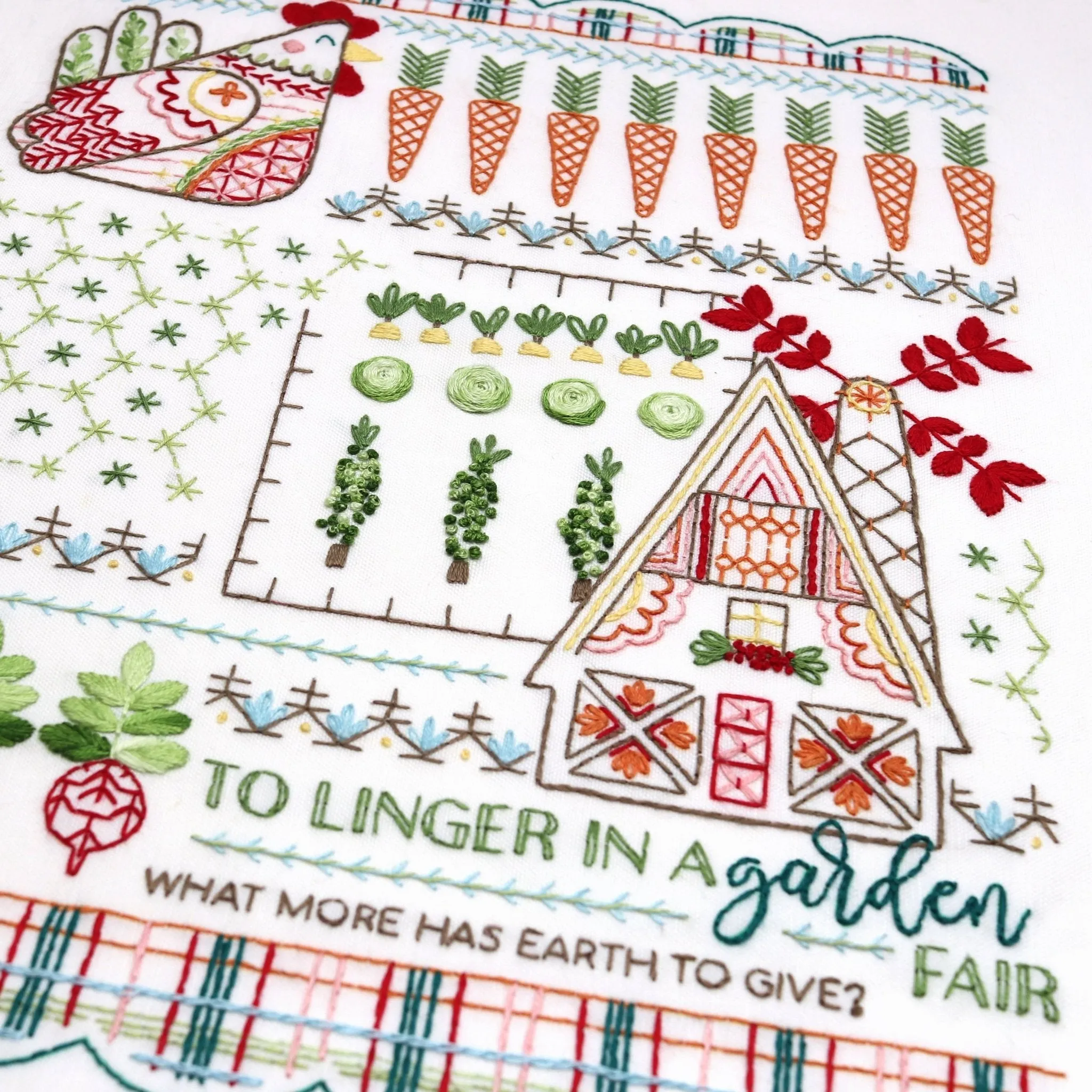Country Garden Sampler Printed Fabric Pattern