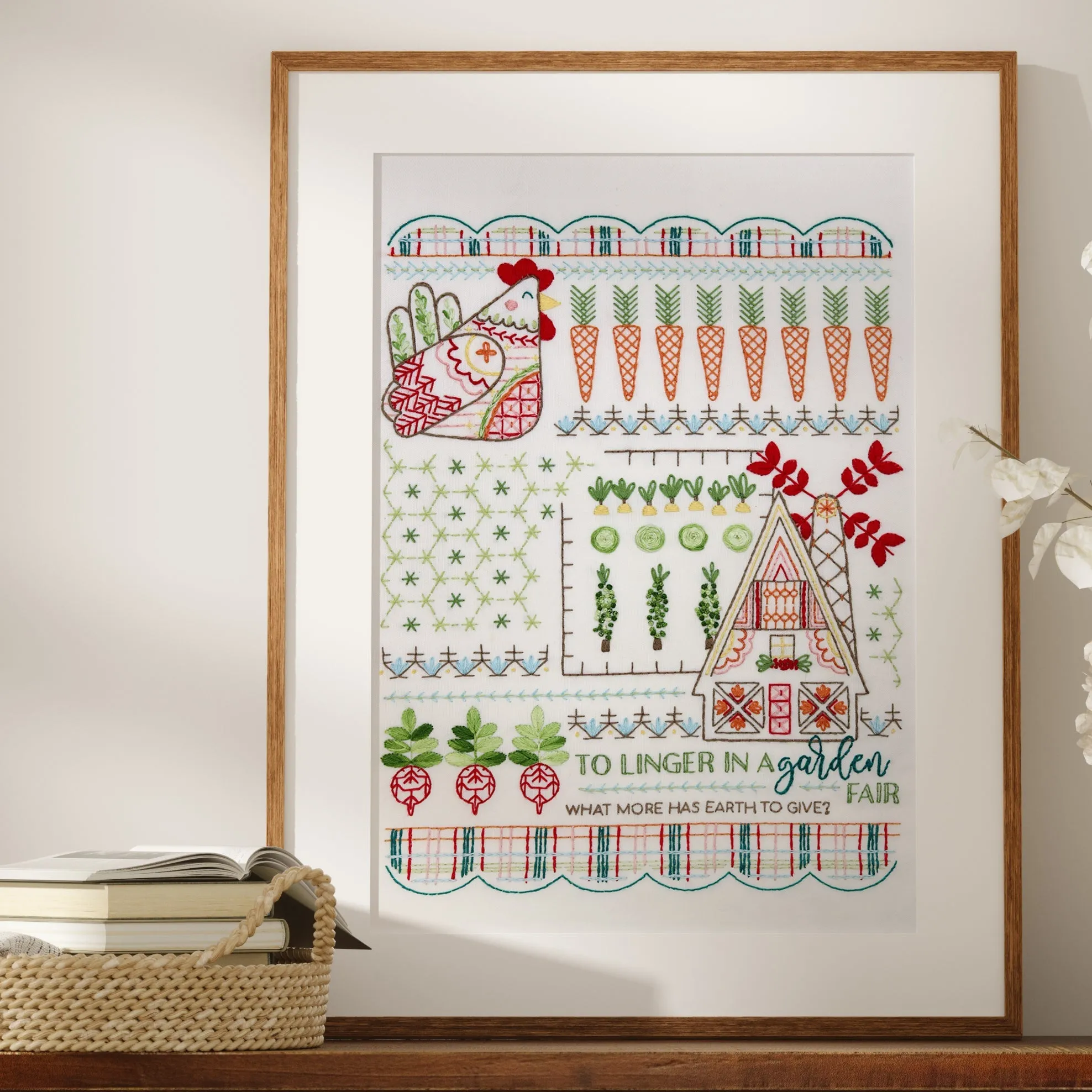 Country Garden Sampler Printed Fabric Pattern