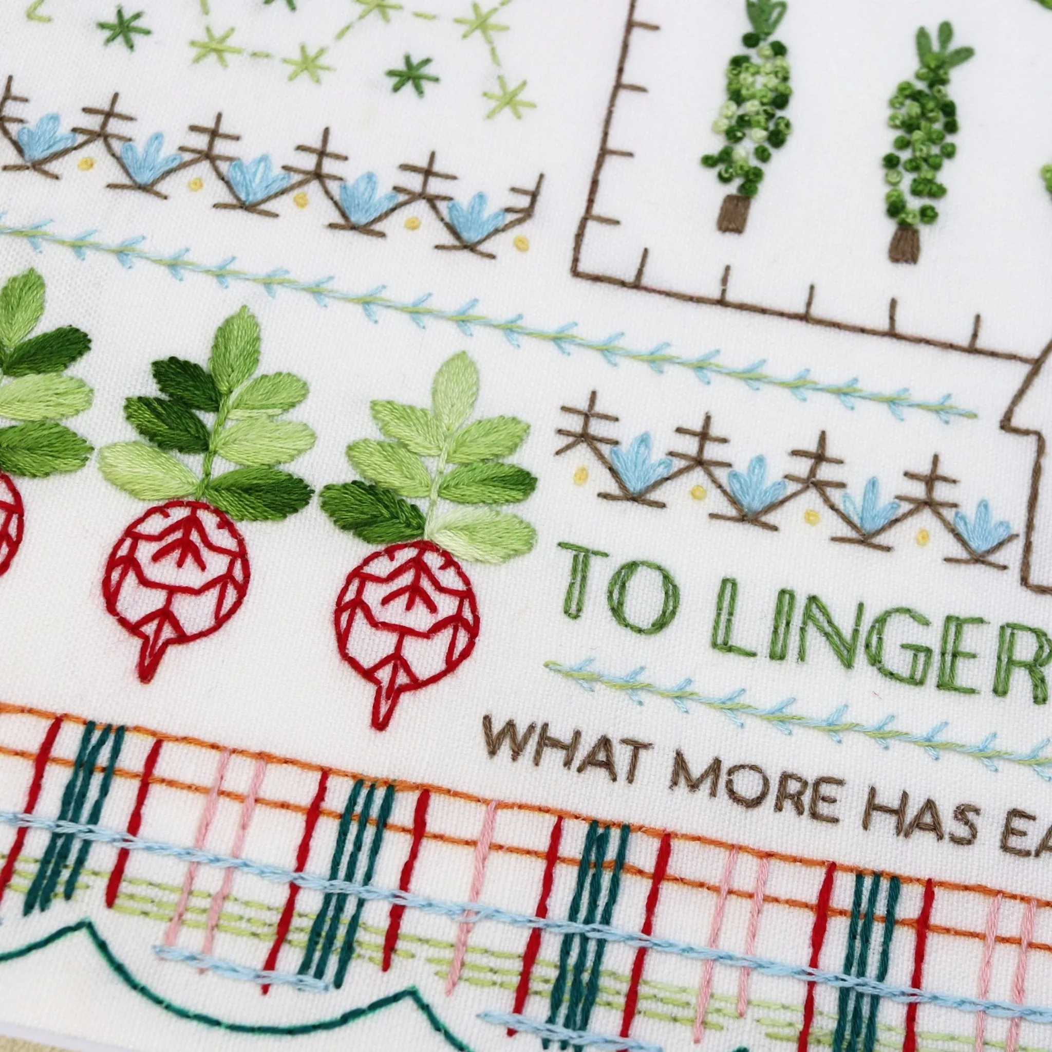 Country Garden Sampler Printed Fabric Pattern
