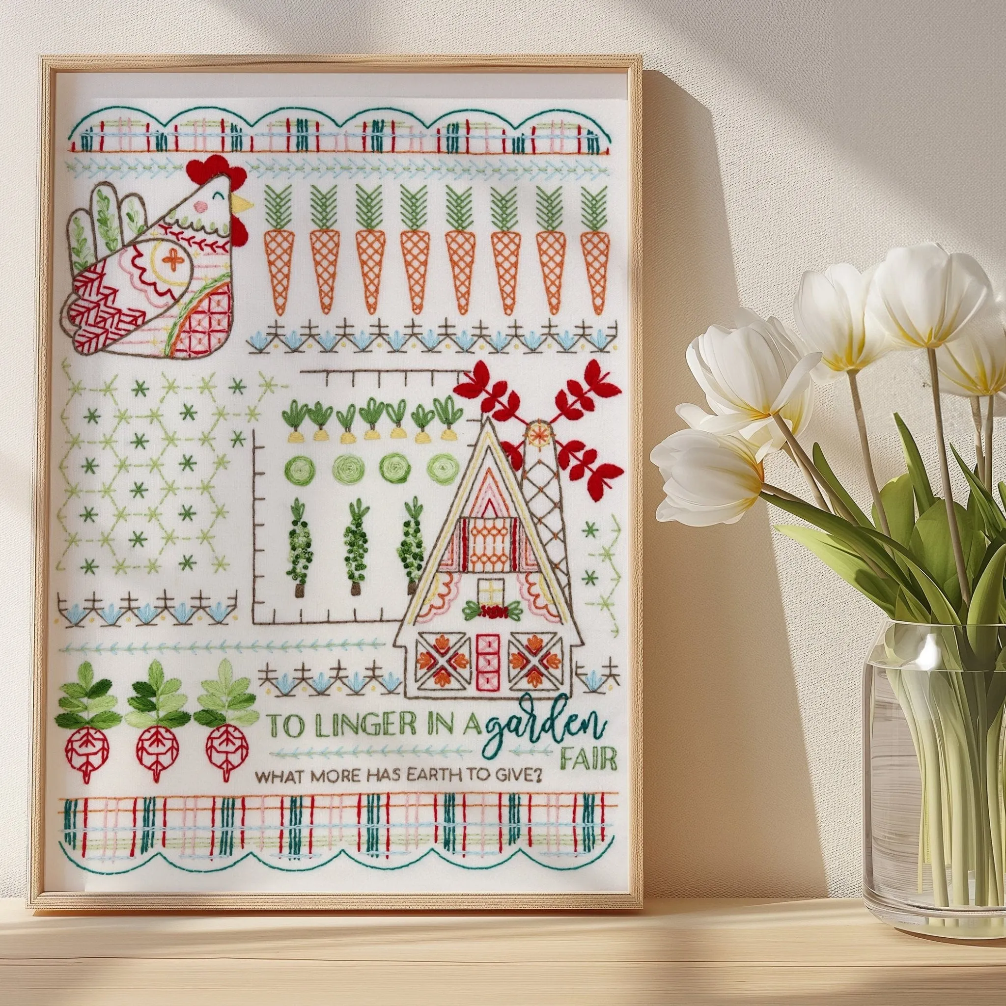 Country Garden Sampler Printed Fabric Pattern