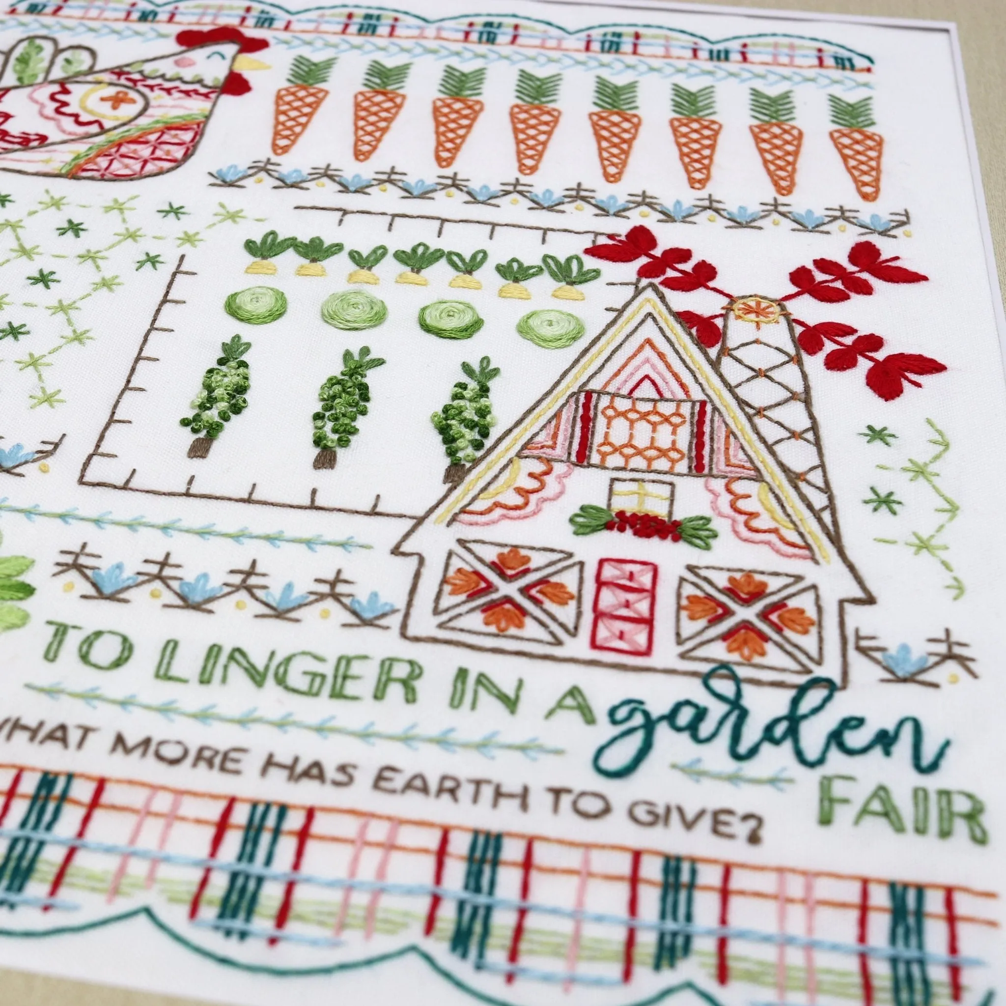 Country Garden Sampler Printed Fabric Pattern