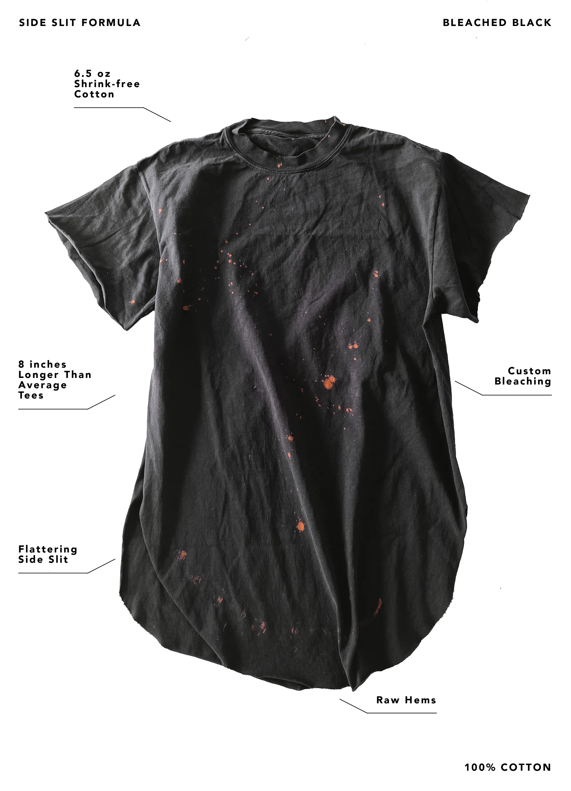 COWGIRL ERA BLEACHED OUT SIDE SLIT TEE