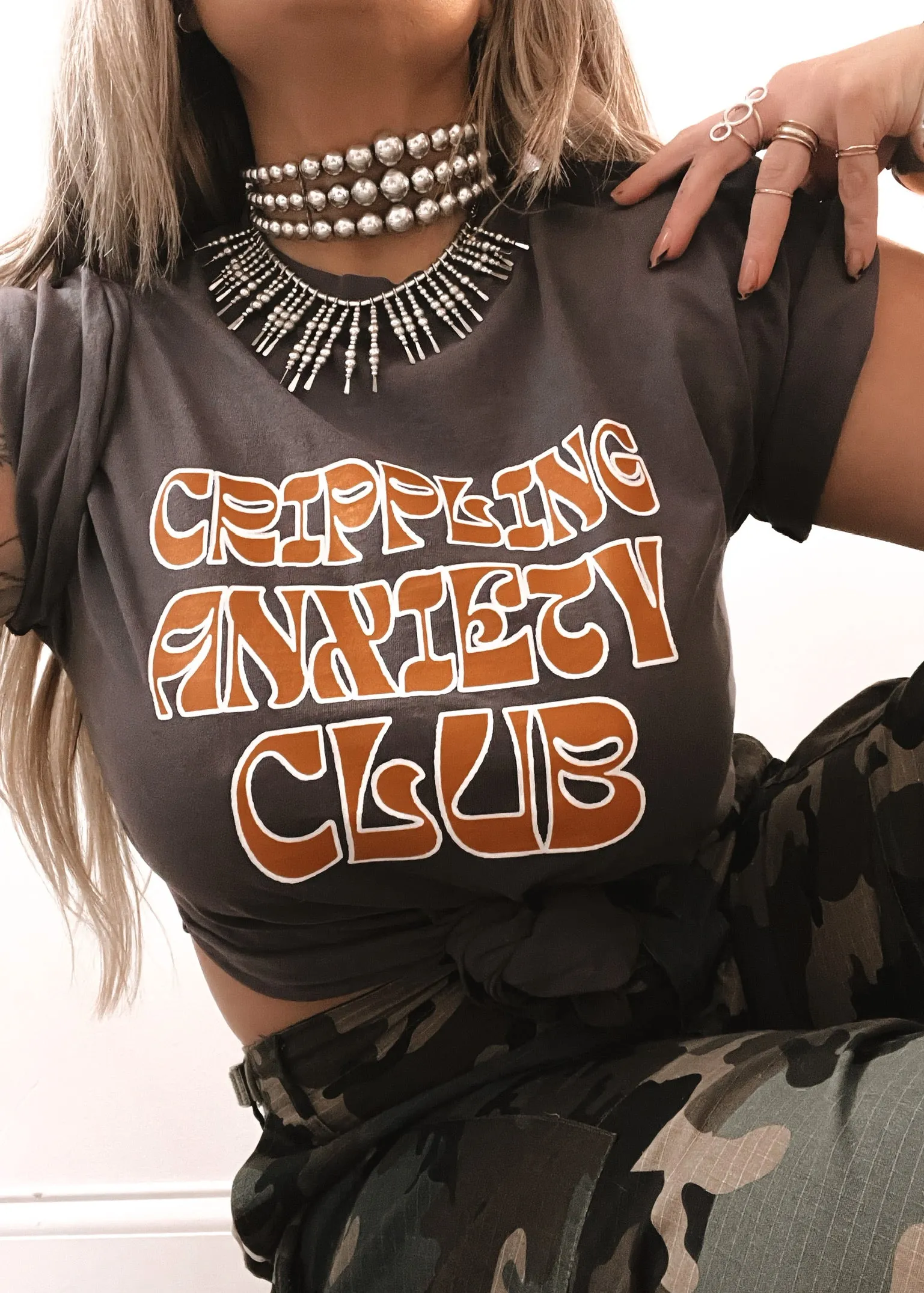 CRIPPLING ANXIETY CLUB SIDE SLIT TEE