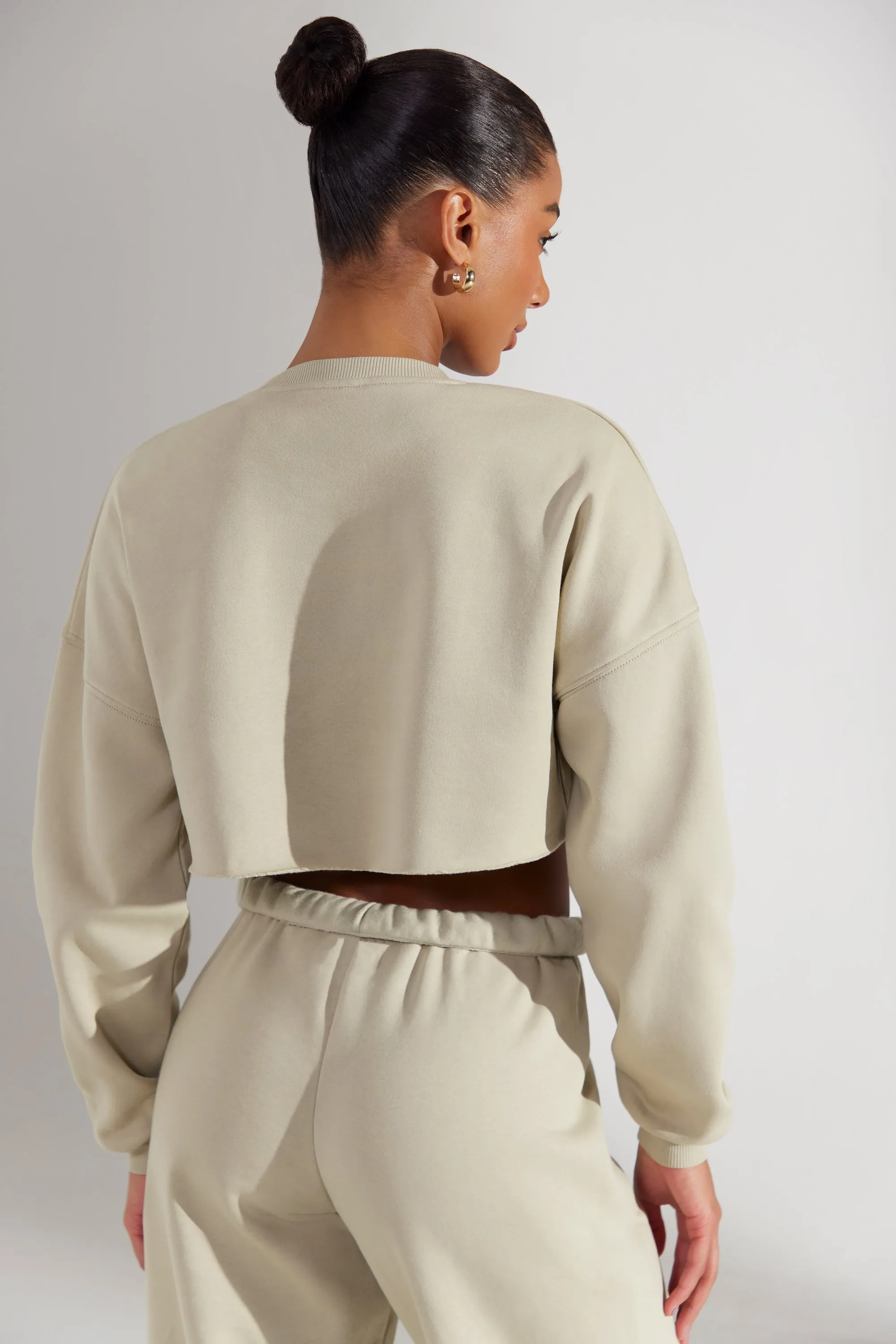 Cropped Oversized Sweatshirt in Limestone