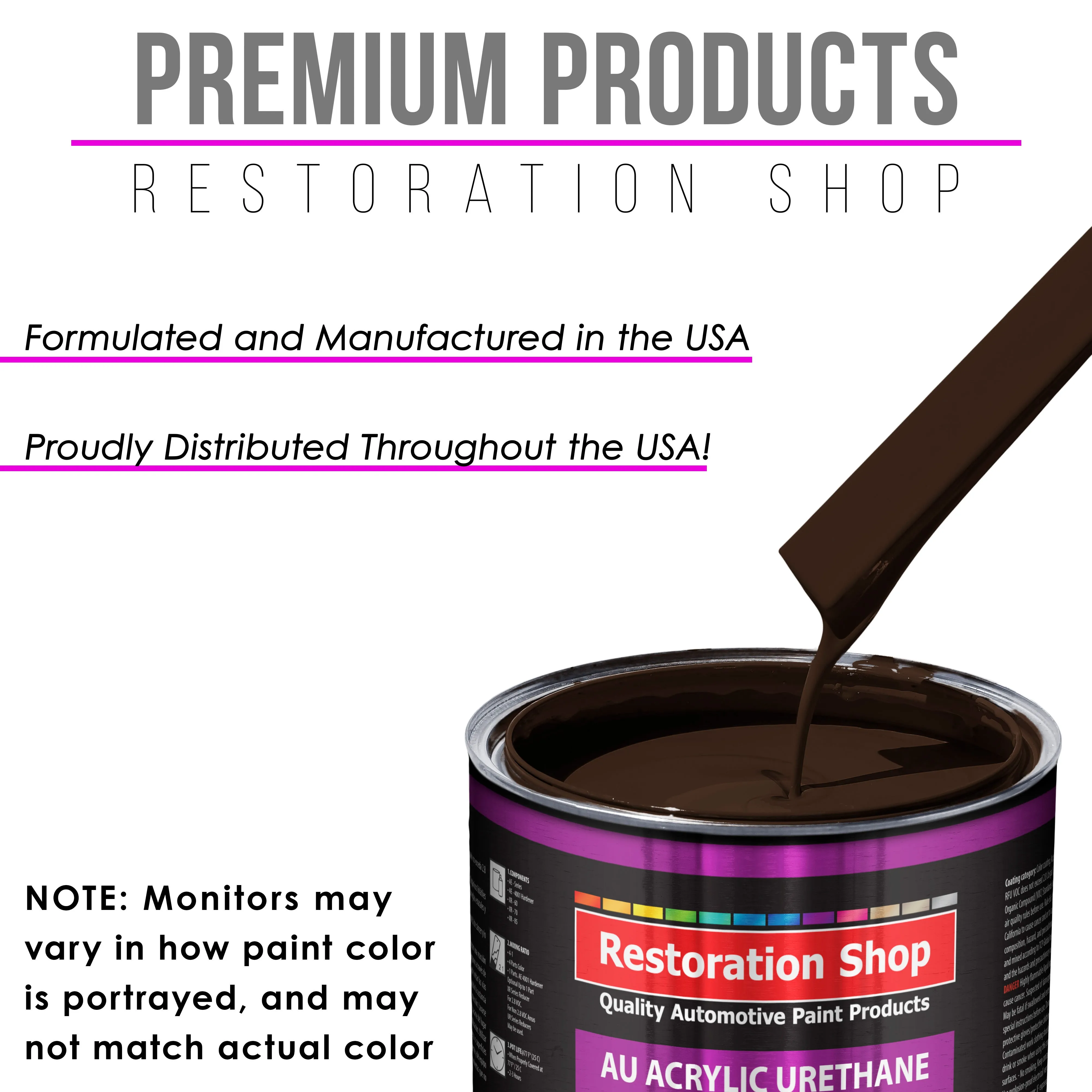 Dakota Brown Acrylic Urethane Auto Paint - Complete Gallon Paint Kit - Professional Single Stage Automotive Car Truck Coating, 4:1 Mix Ratio 2.8 VOC