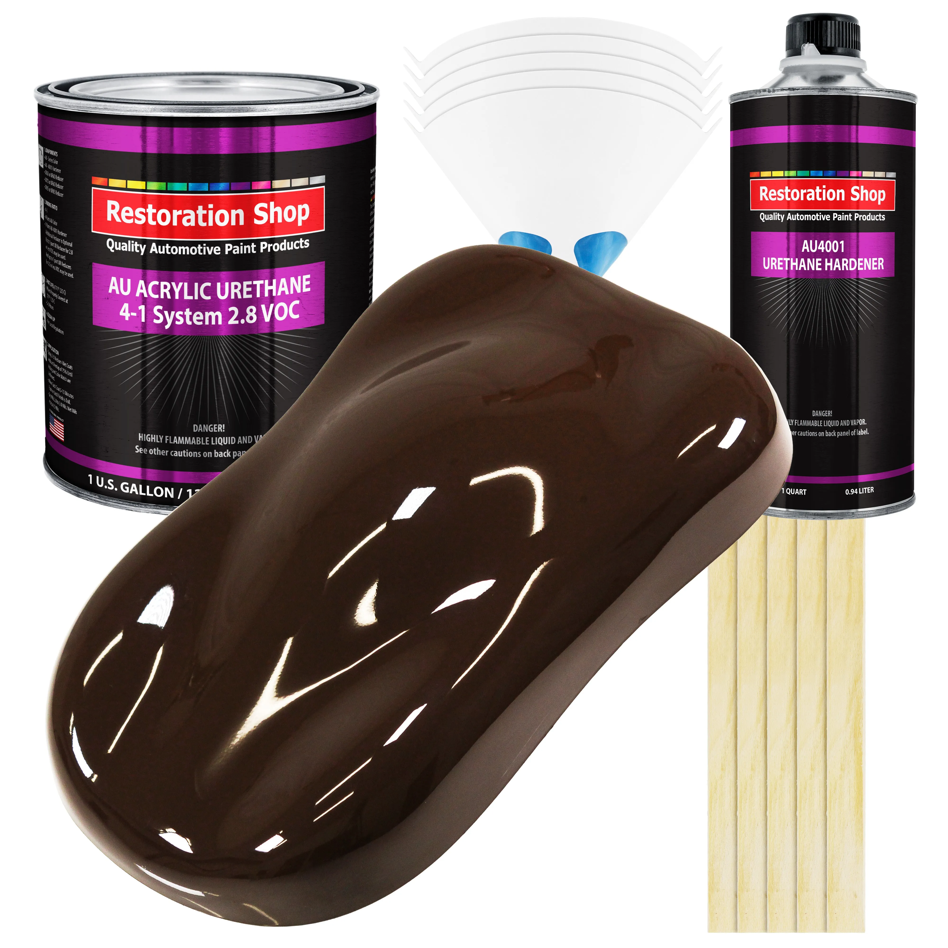 Dakota Brown Acrylic Urethane Auto Paint - Complete Gallon Paint Kit - Professional Single Stage Automotive Car Truck Coating, 4:1 Mix Ratio 2.8 VOC