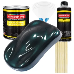 Dark Turquoise Metallic Acrylic Enamel Auto Paint - Complete Gallon Paint Kit - Pro Single Stage Automotive Car Truck Coating, 8:1 Mix Ratio 2.8 VOC