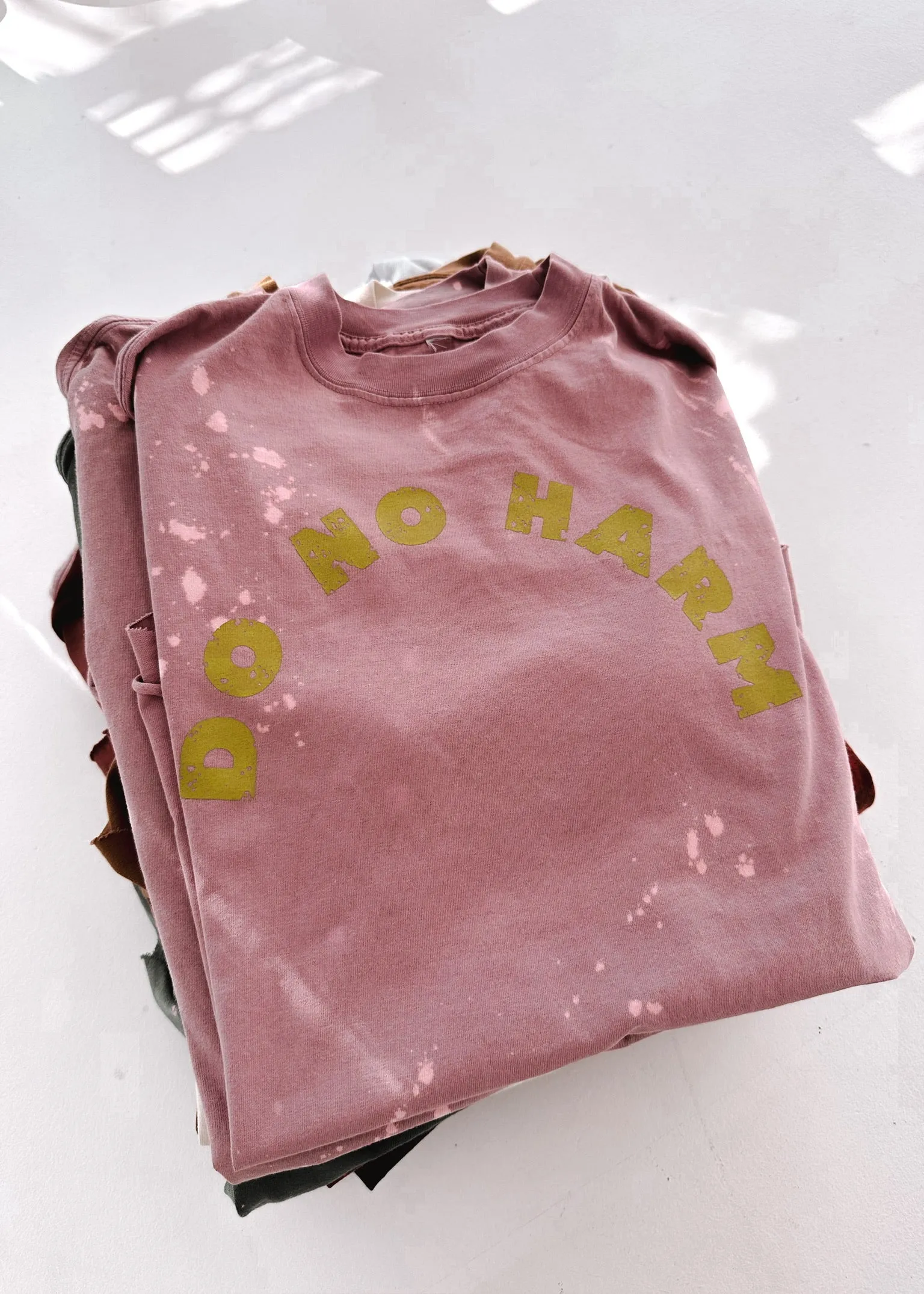 DO NO HARM BLEACHED OUT SIDE SLIT TEE
