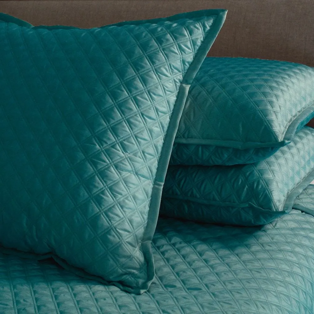 Double Diamond Teal Coverlet Set by Ann Gish