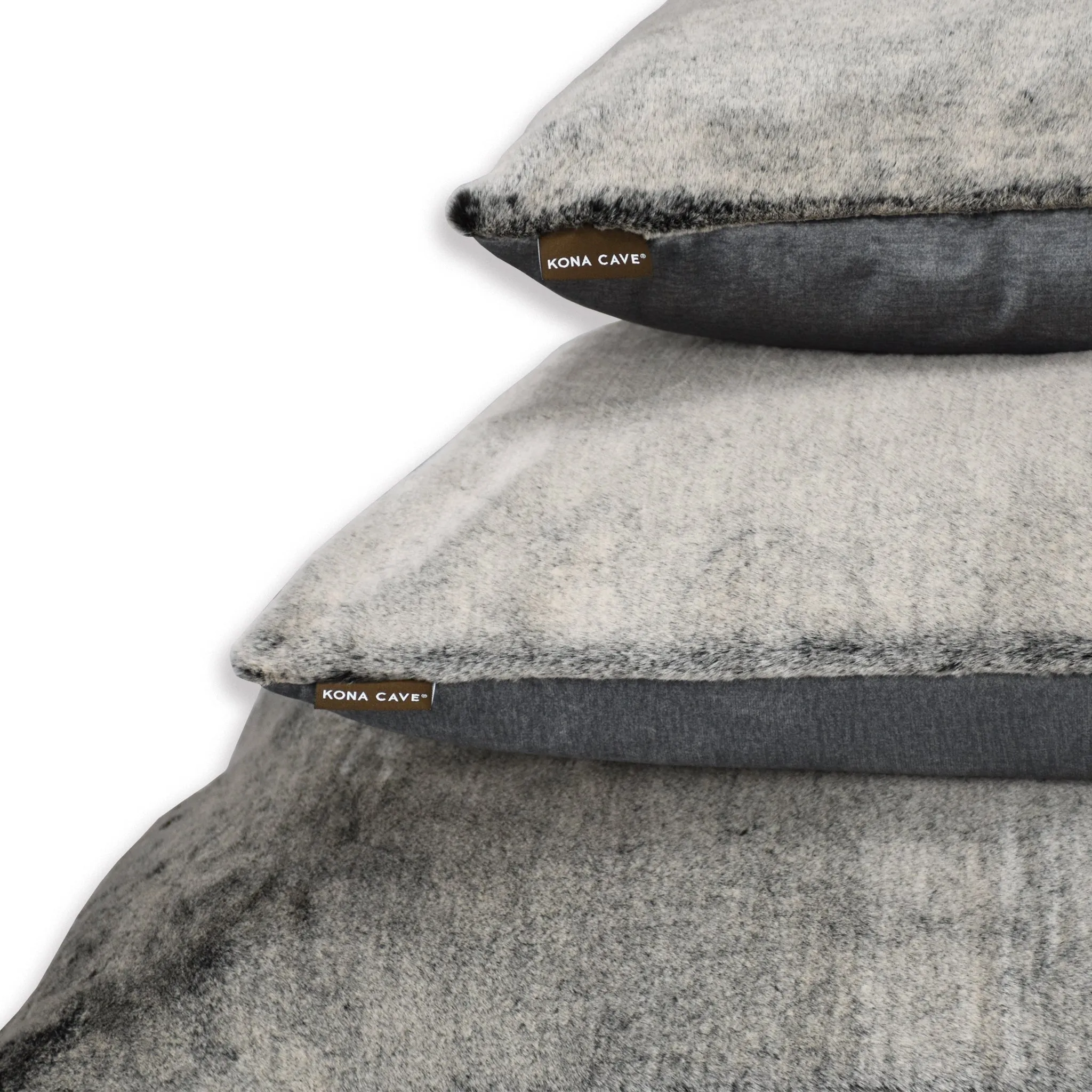 Dream Cushion - Faux Fur and Graphite Grey Velvet - With Shredded  Memory Foam Cushion