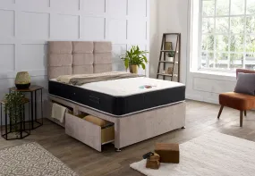 Dual Season 1000 Pocket Memory Cool Gel Divan Bed Set With Headboard