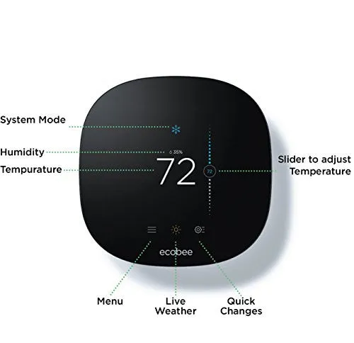 Ecobee3 Lite Thermostat, Wi-Fi, Works with Amazon Alexa