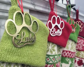 Engraved Paw & Pet Stocking Name Tag: Dog Lover Gift | Cat Christmas | Tree Decor | Personalized Ornament | Hanging Pendant | Gift Tags