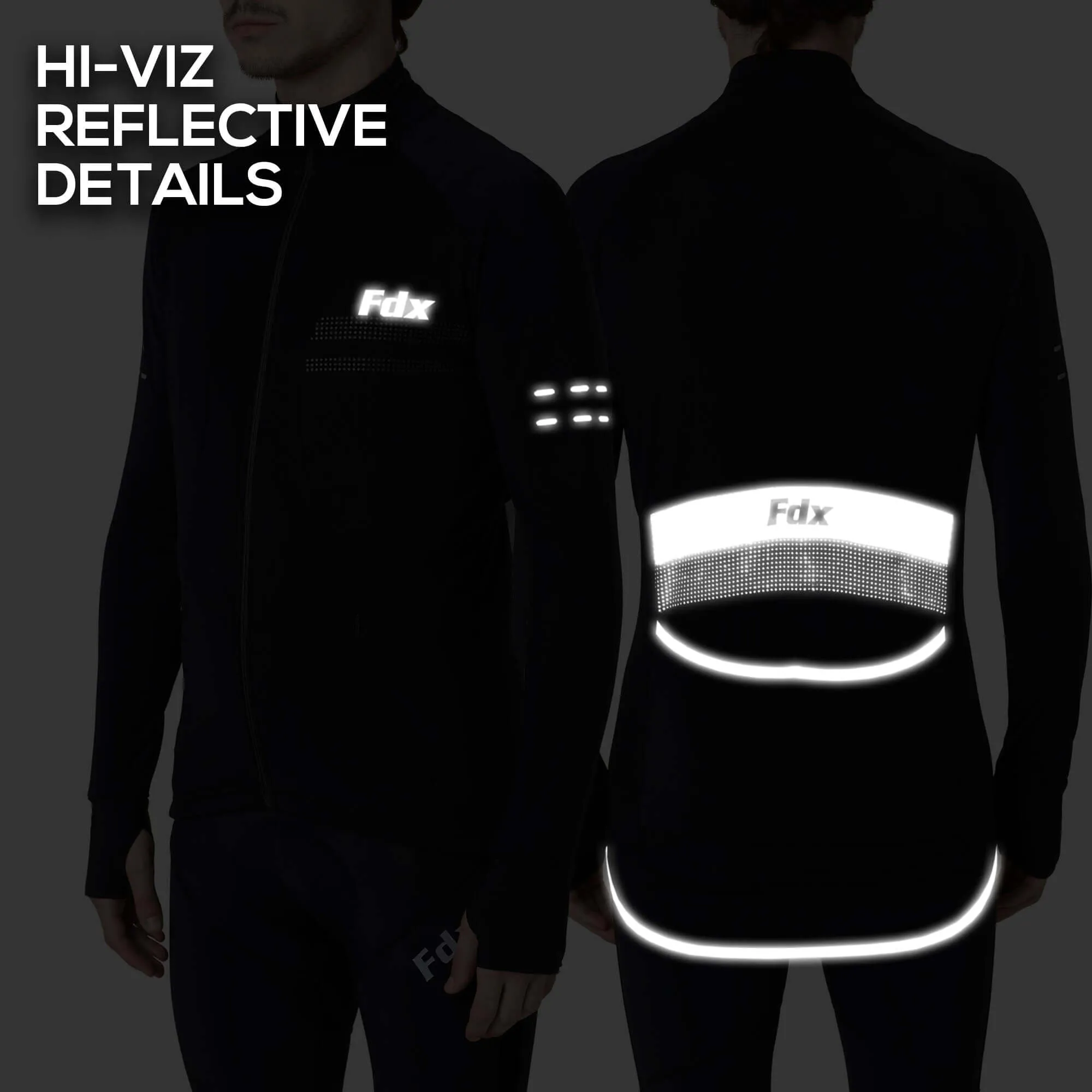 Fdx Arch Men's & Boy's Black Thermal Roubaix Long Sleeve Cycling Jersey
