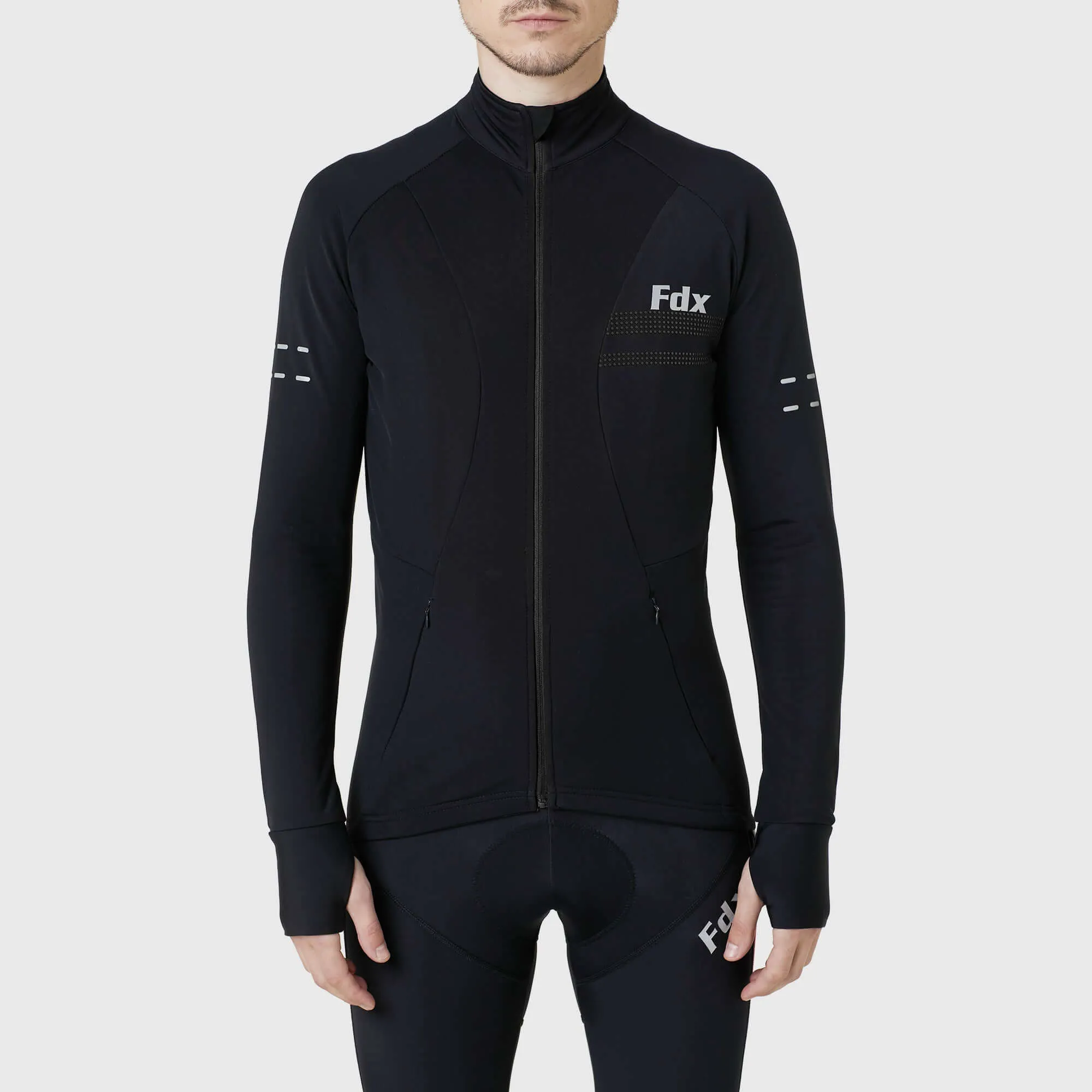 Fdx Arch Men's & Boy's Black Thermal Roubaix Long Sleeve Cycling Jersey