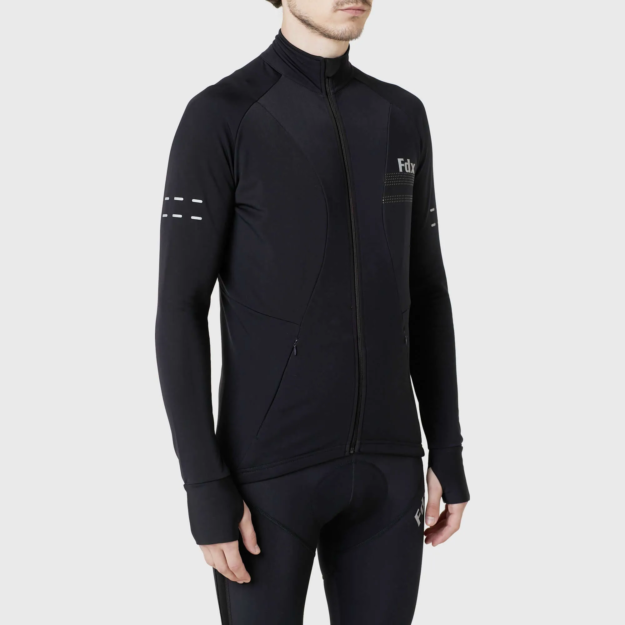 Fdx Arch Men's & Boy's Black Thermal Roubaix Long Sleeve Cycling Jersey