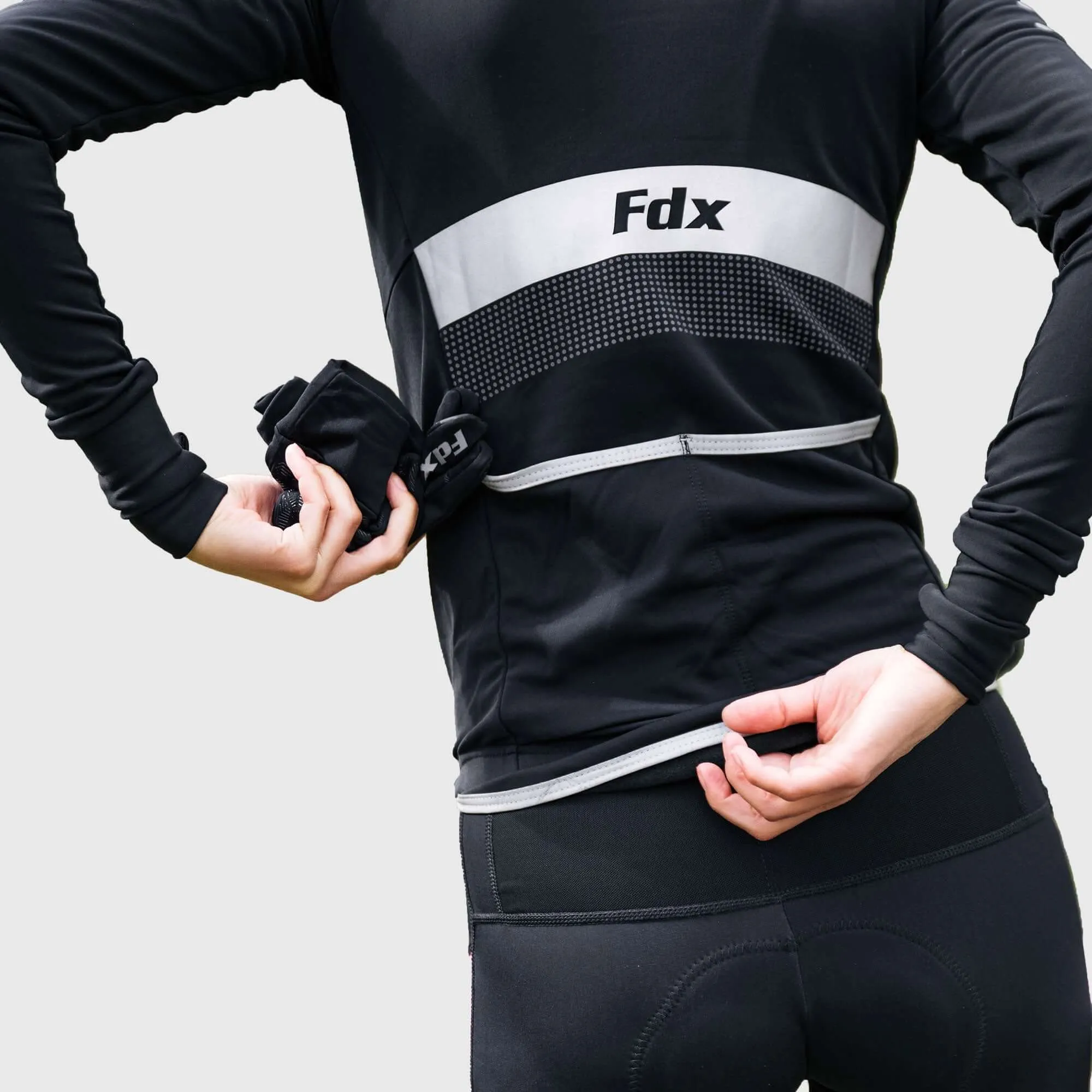 Fdx Arch Men's & Boy's Black Thermal Roubaix Long Sleeve Cycling Jersey