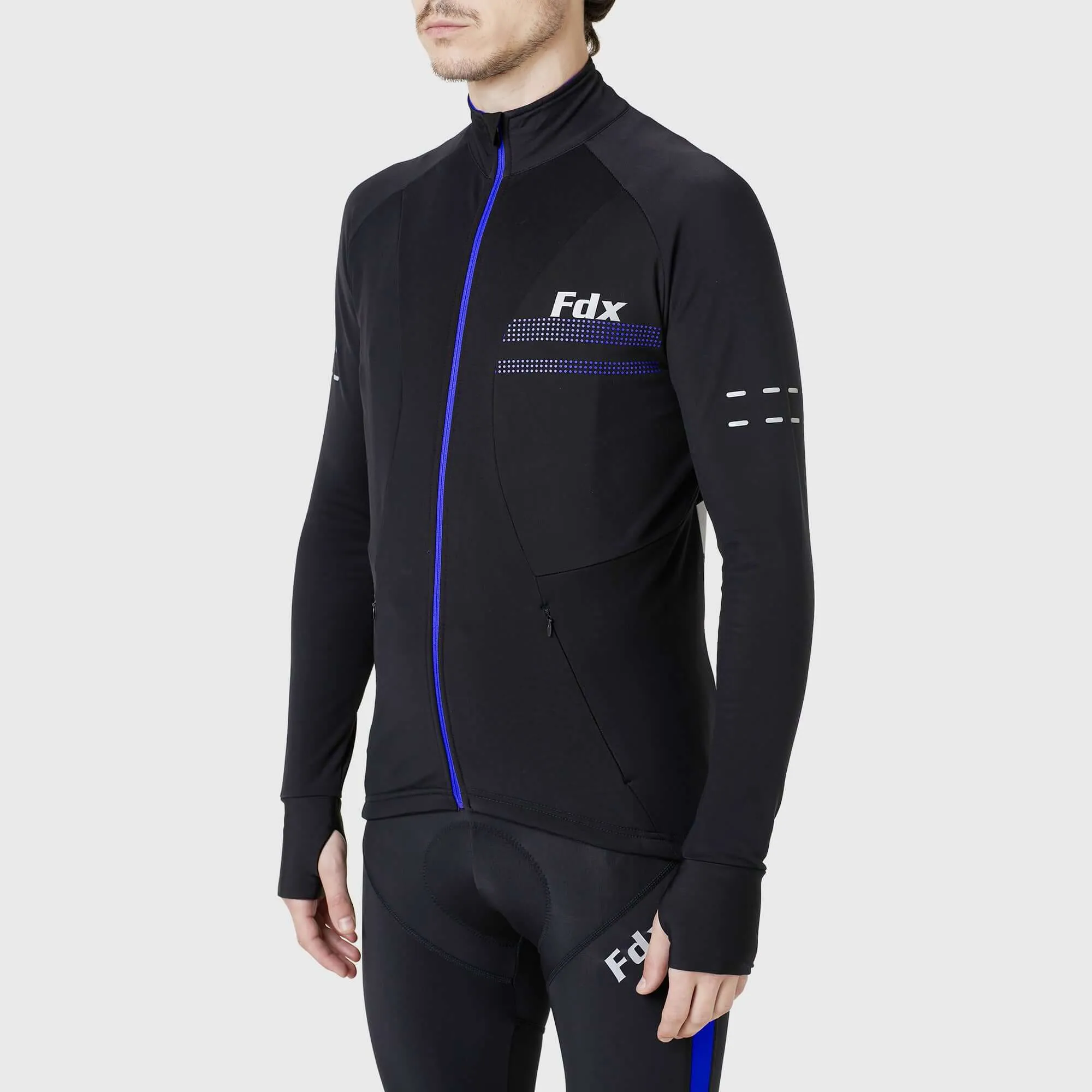 Fdx Arch Men's & Boy's Blue Thermal Roubaix Long Sleeve Cycling Jersey