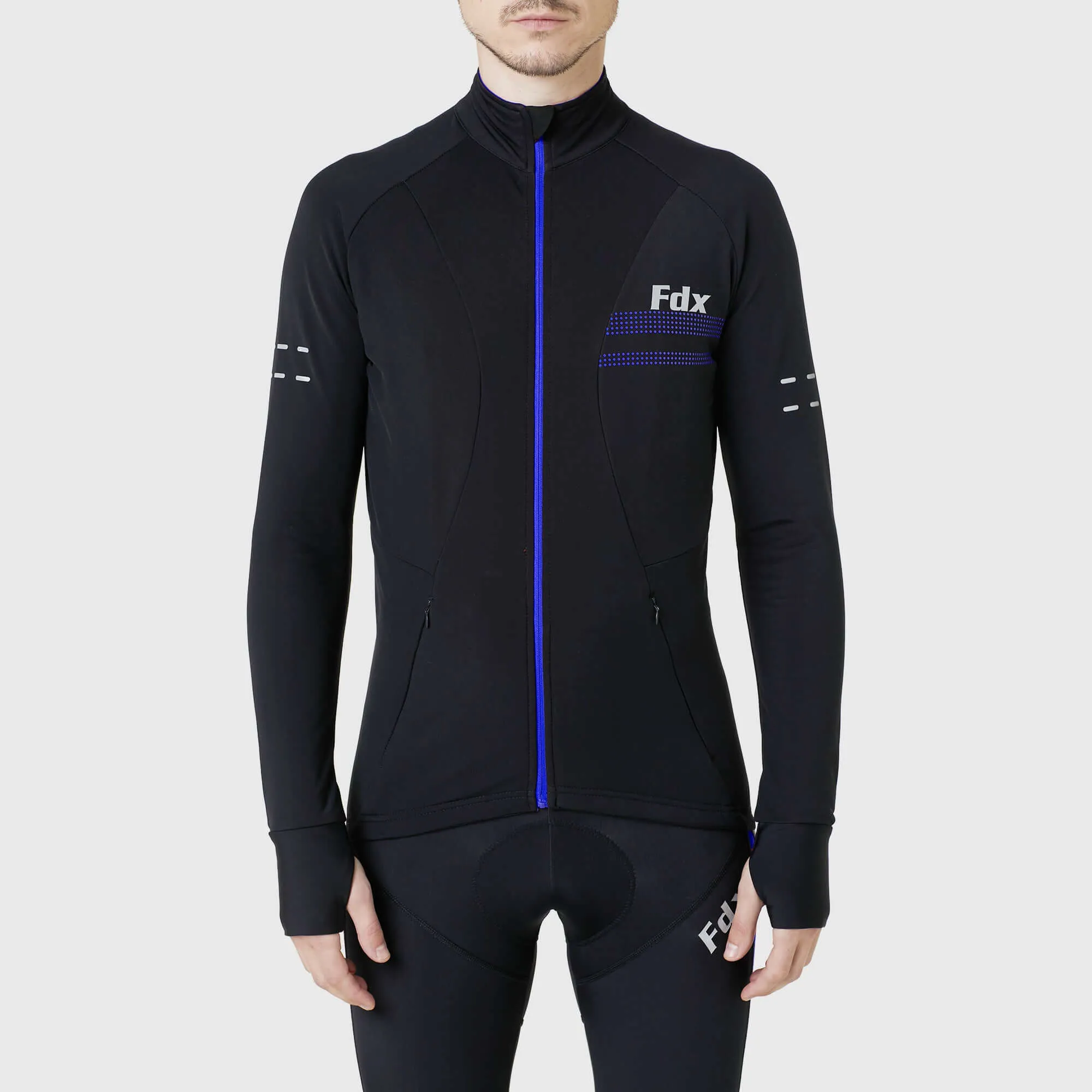 Fdx Arch Men's & Boy's Blue Thermal Roubaix Long Sleeve Cycling Jersey