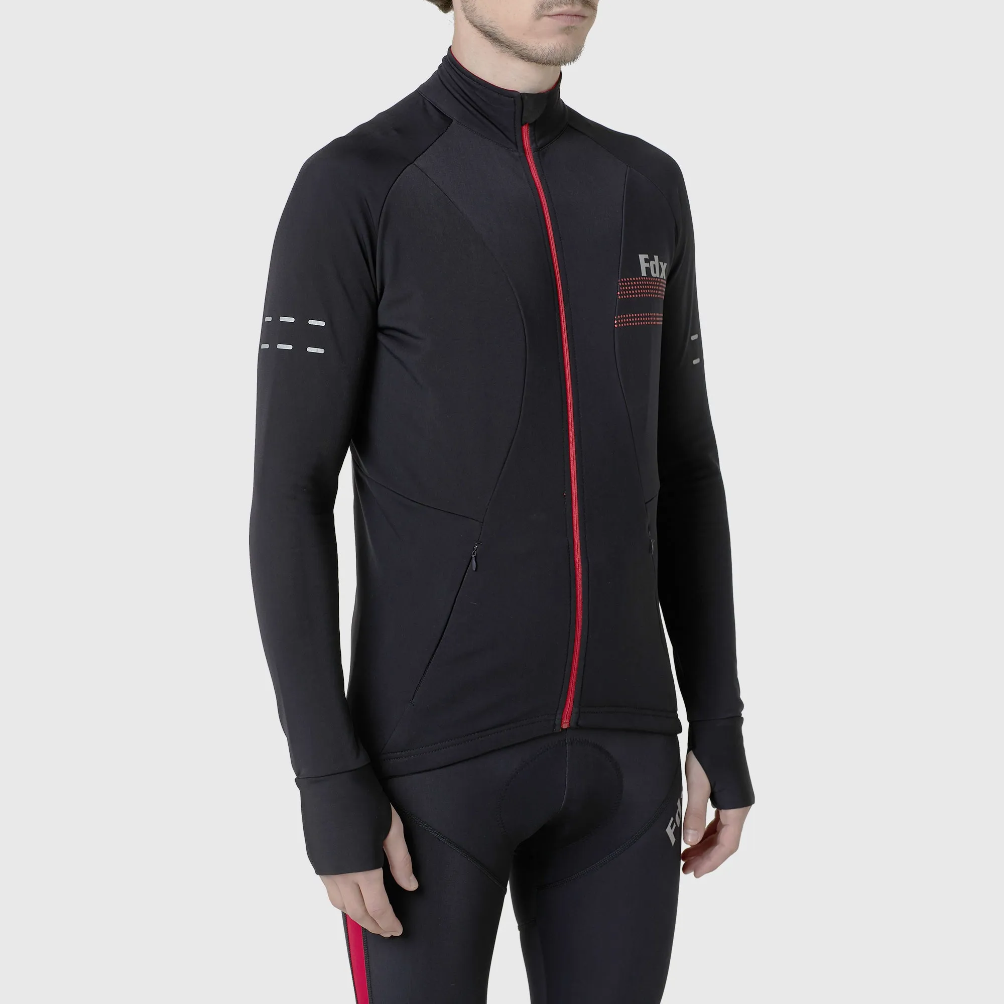 Fdx Arch Men's & Boy's Red Thermal Roubaix Long Sleeve Cycling Jersey