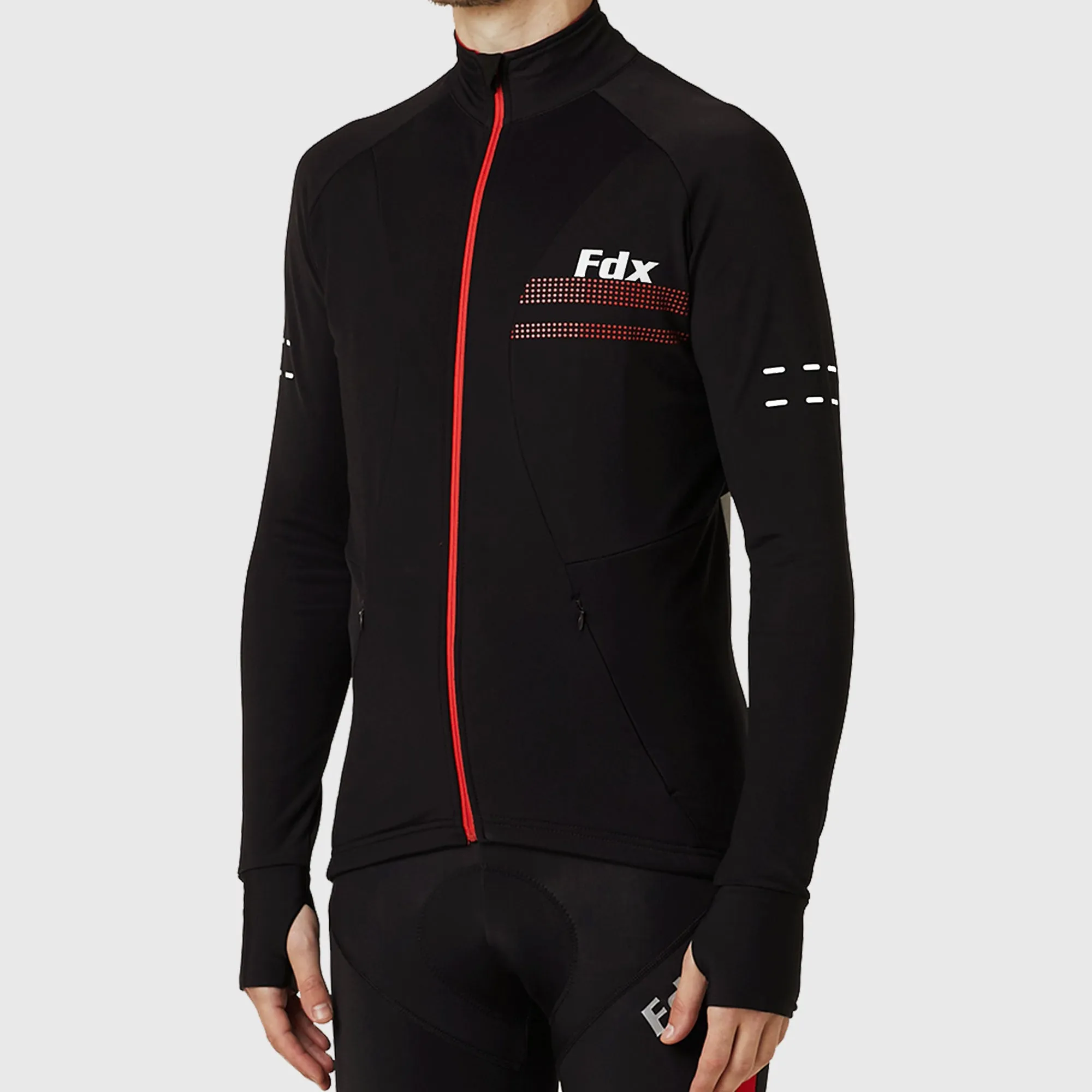 Fdx Arch Men's & Boy's Red Thermal Roubaix Long Sleeve Cycling Jersey