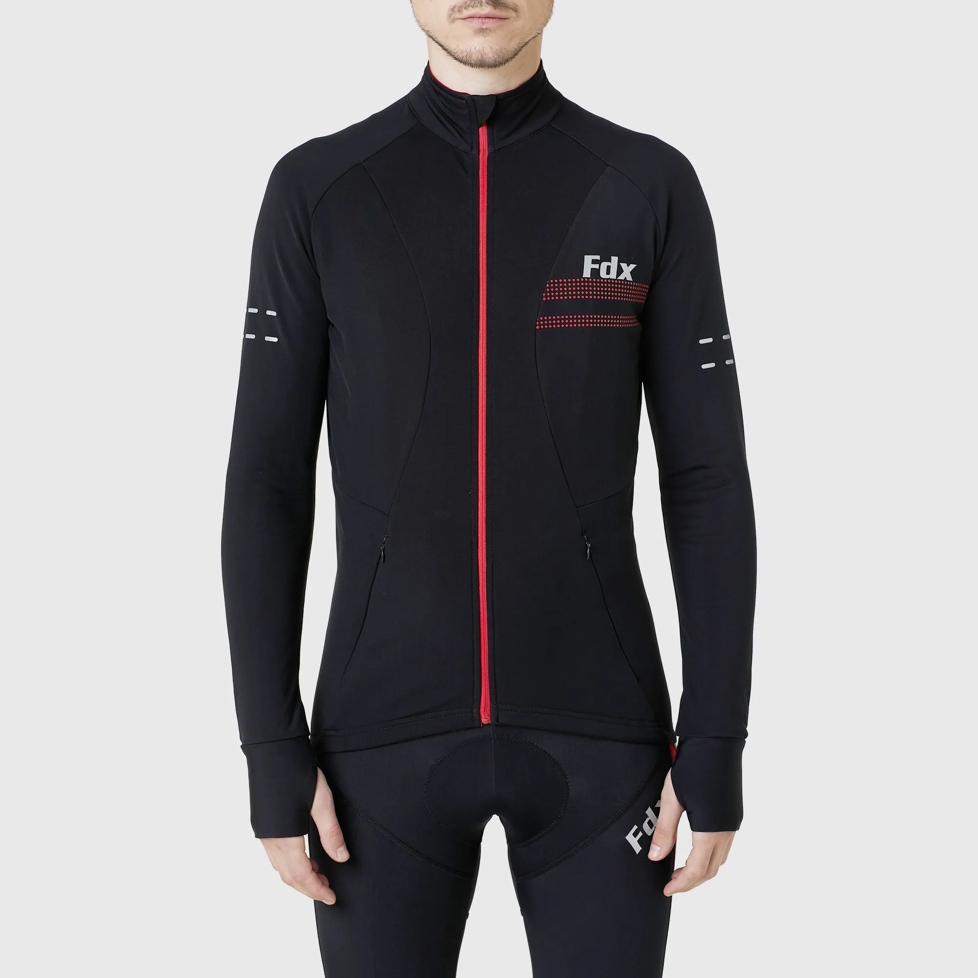 Fdx Arch Men's & Boy's Red Thermal Roubaix Long Sleeve Cycling Jersey