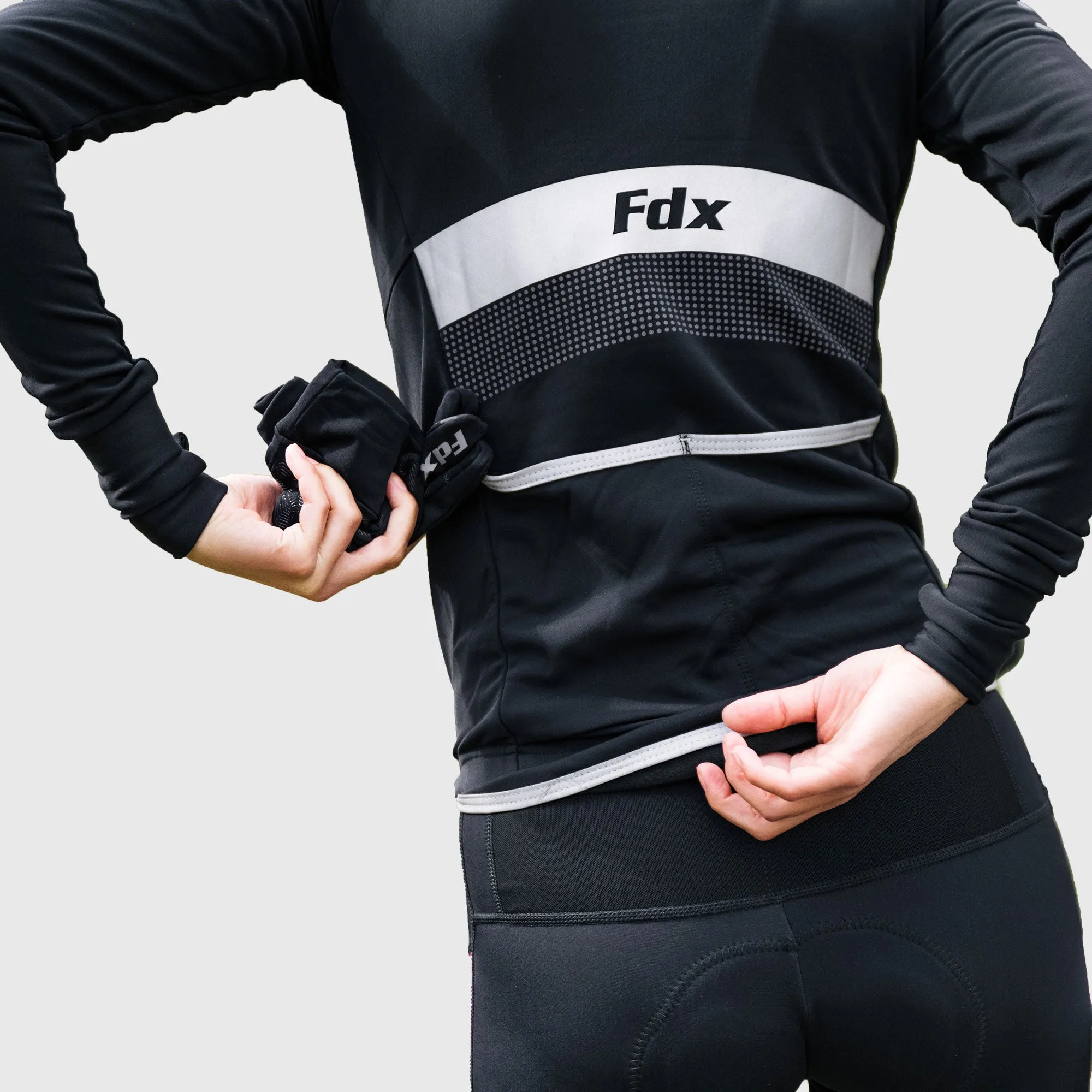 Fdx Arch Men's & Boy's Red Thermal Roubaix Long Sleeve Cycling Jersey