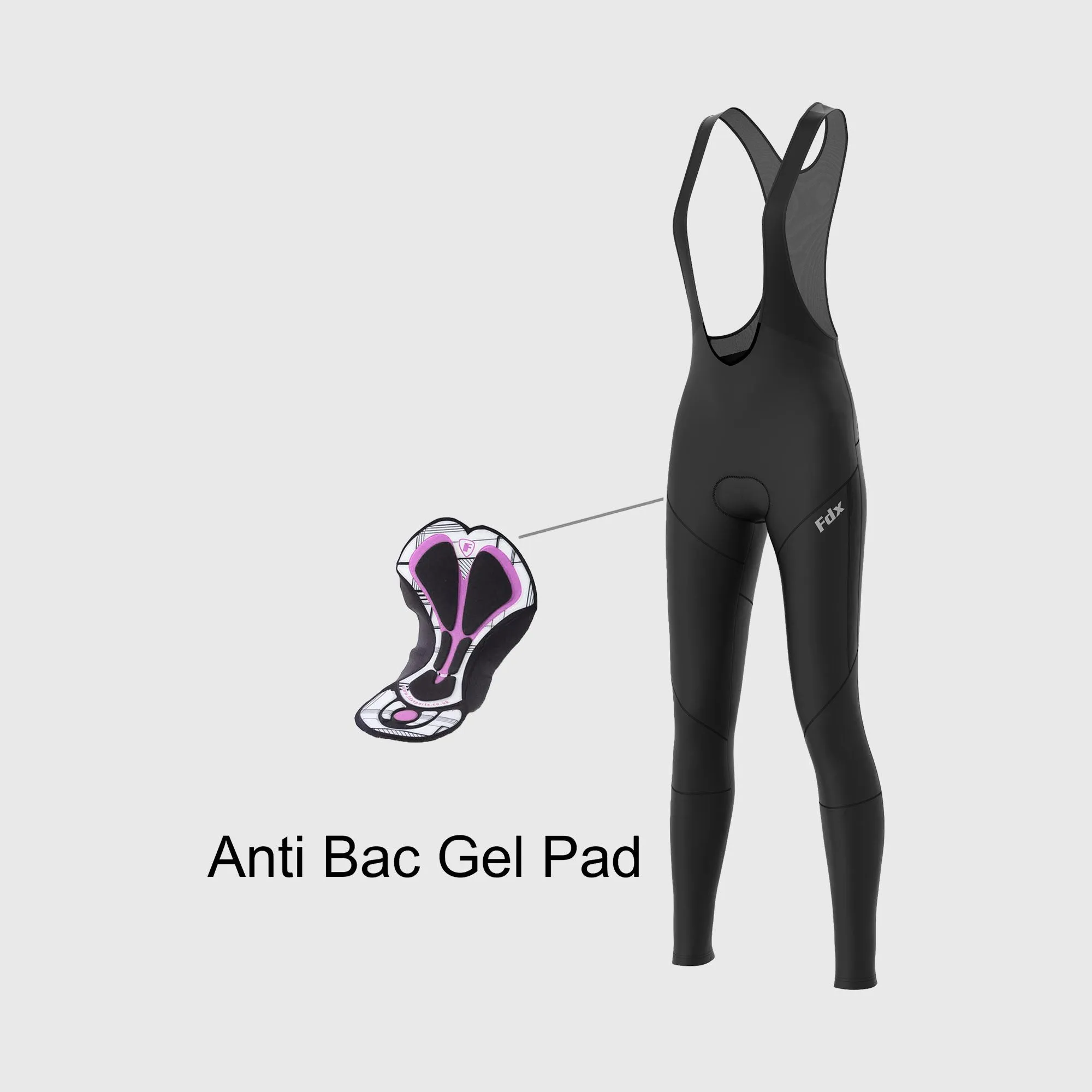 Fdx Arch Women's & Girl's Black Thermal Padded Cycling Cargo Bib Tights