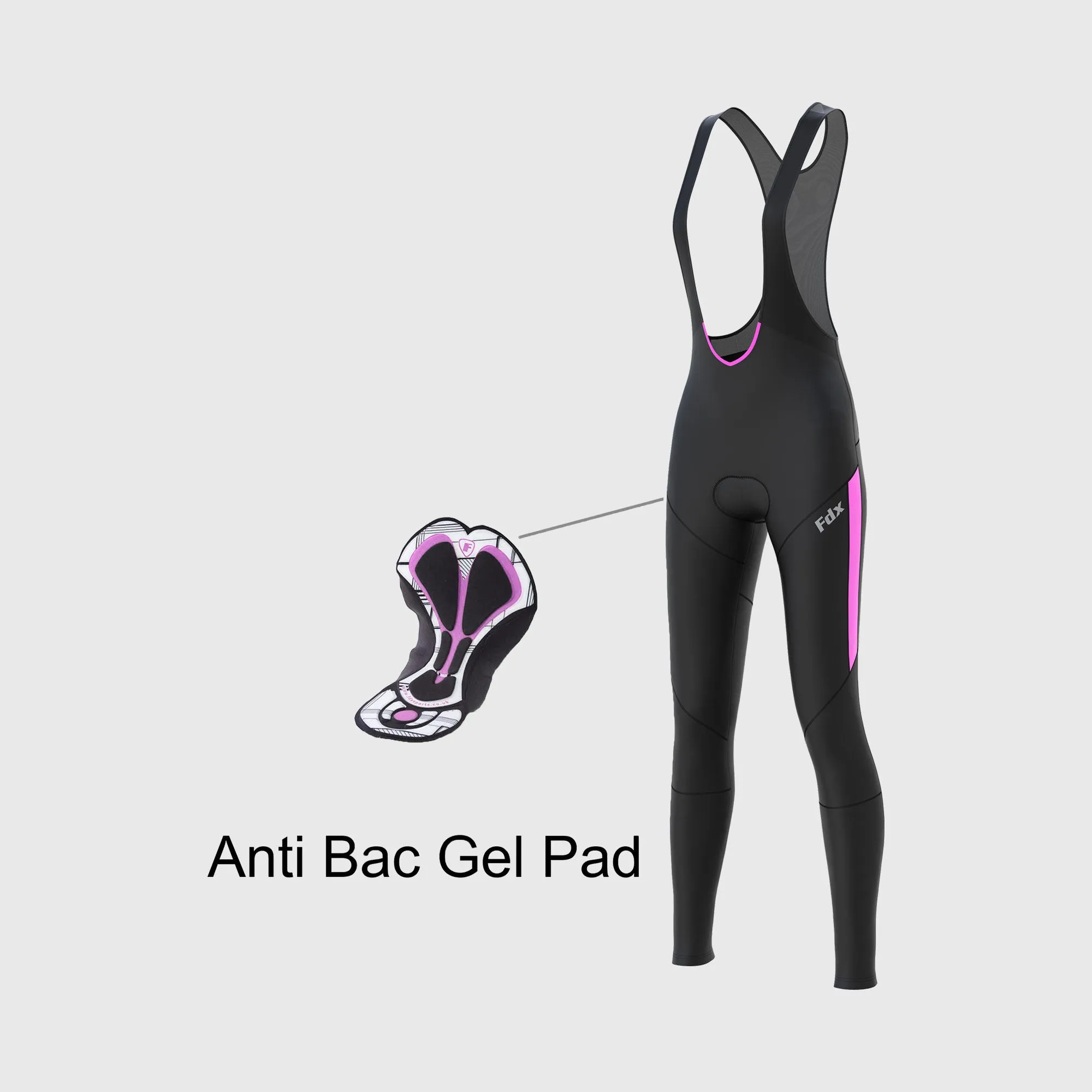 Fdx Arch Women's & Girl's Pink Thermal Padded Cycling Cargo Bib Tights